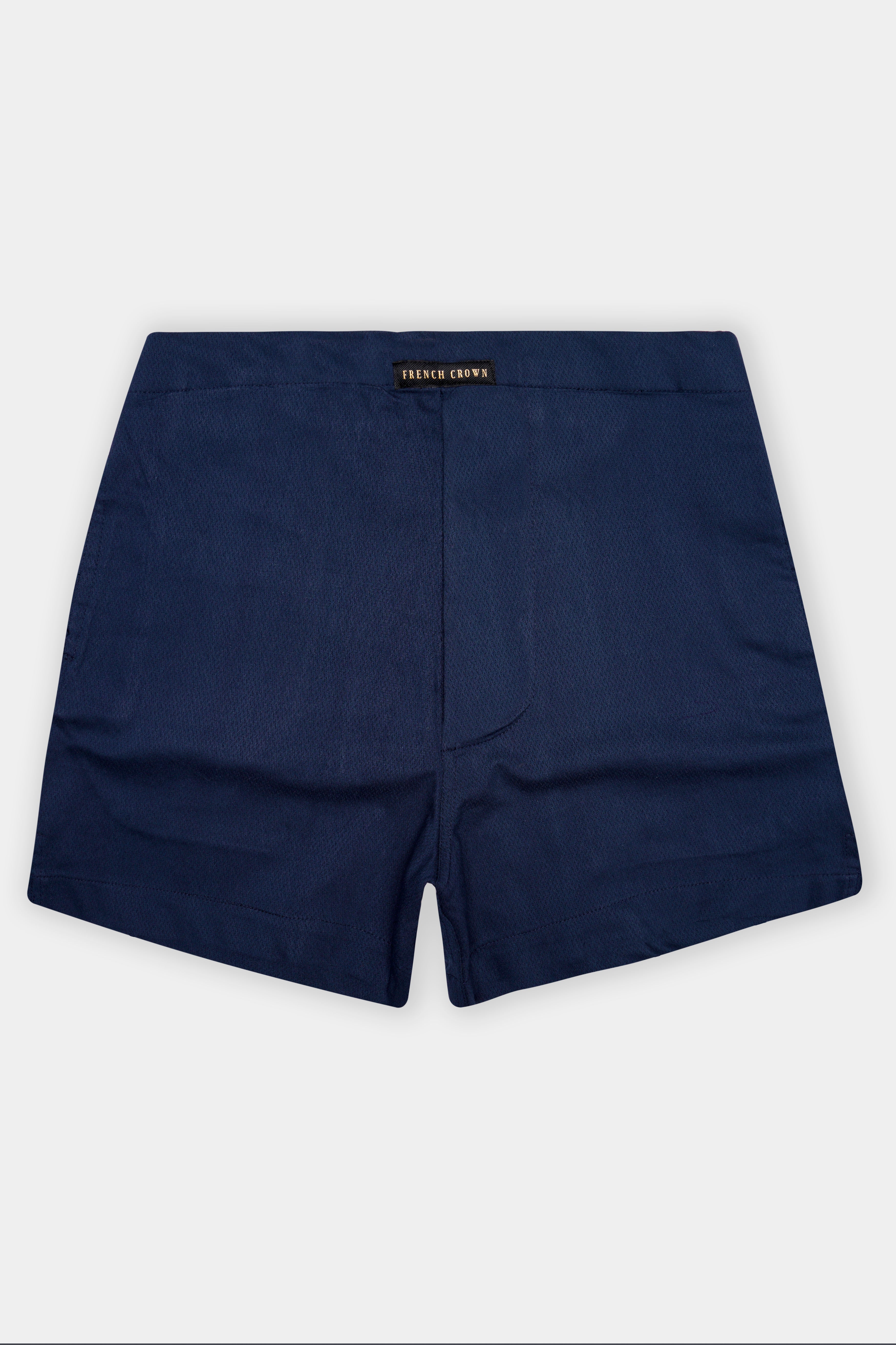 Twilight-Tangaroa Blue Solid Dobby Textured Premium Giza Cotton Boxer