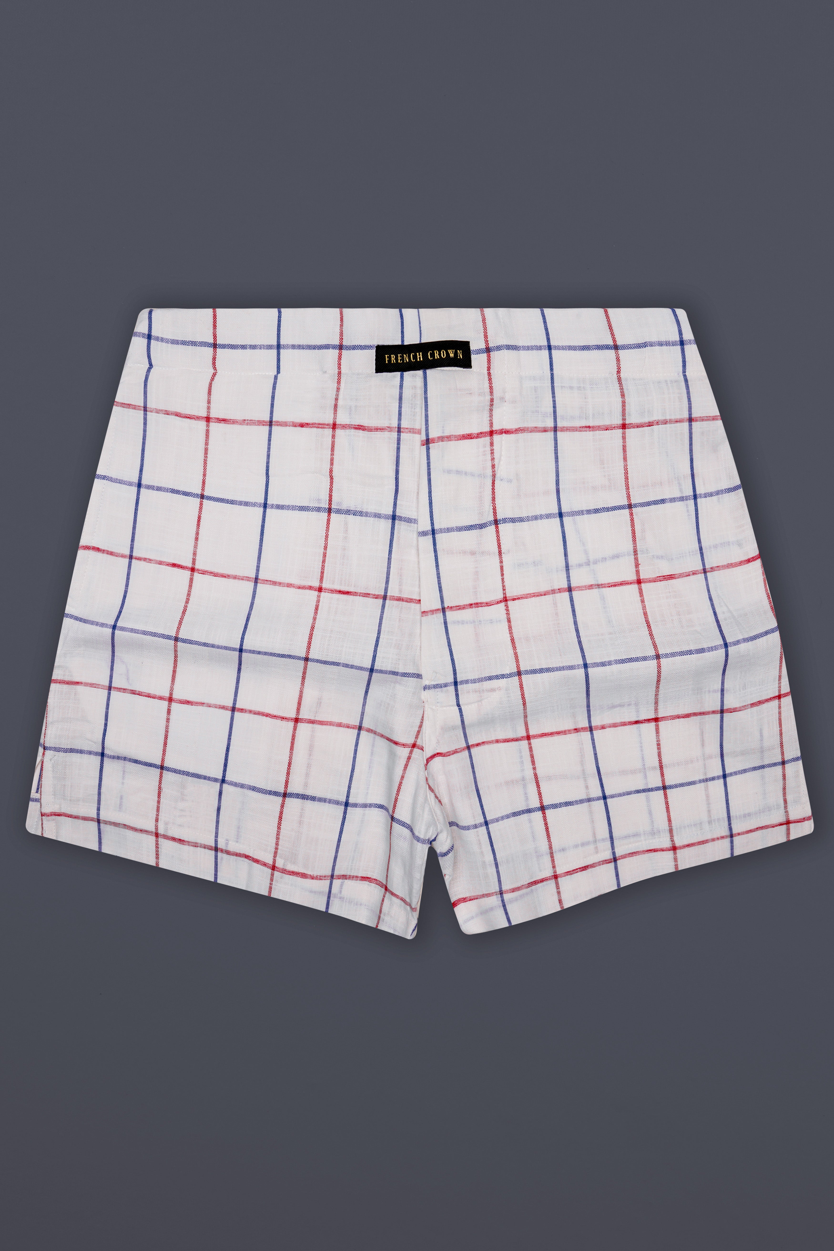 Crimson-Bright White And Shiraz Red Plaid Super Soft Luxurious Linen Boxer