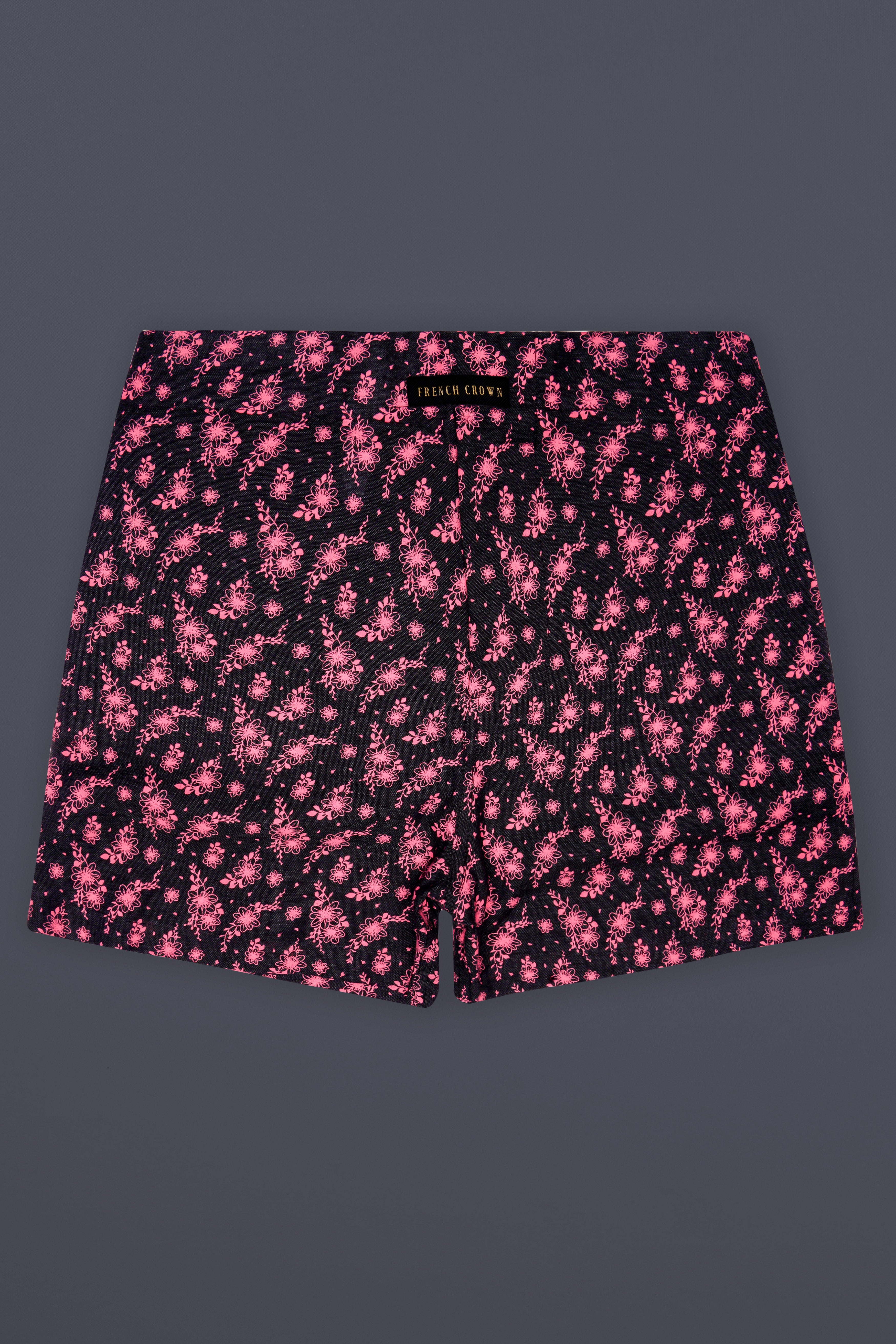 Rosewood-Cadillac Pink And Jade Black Printed Super Soft Luxurious Linen Boxer