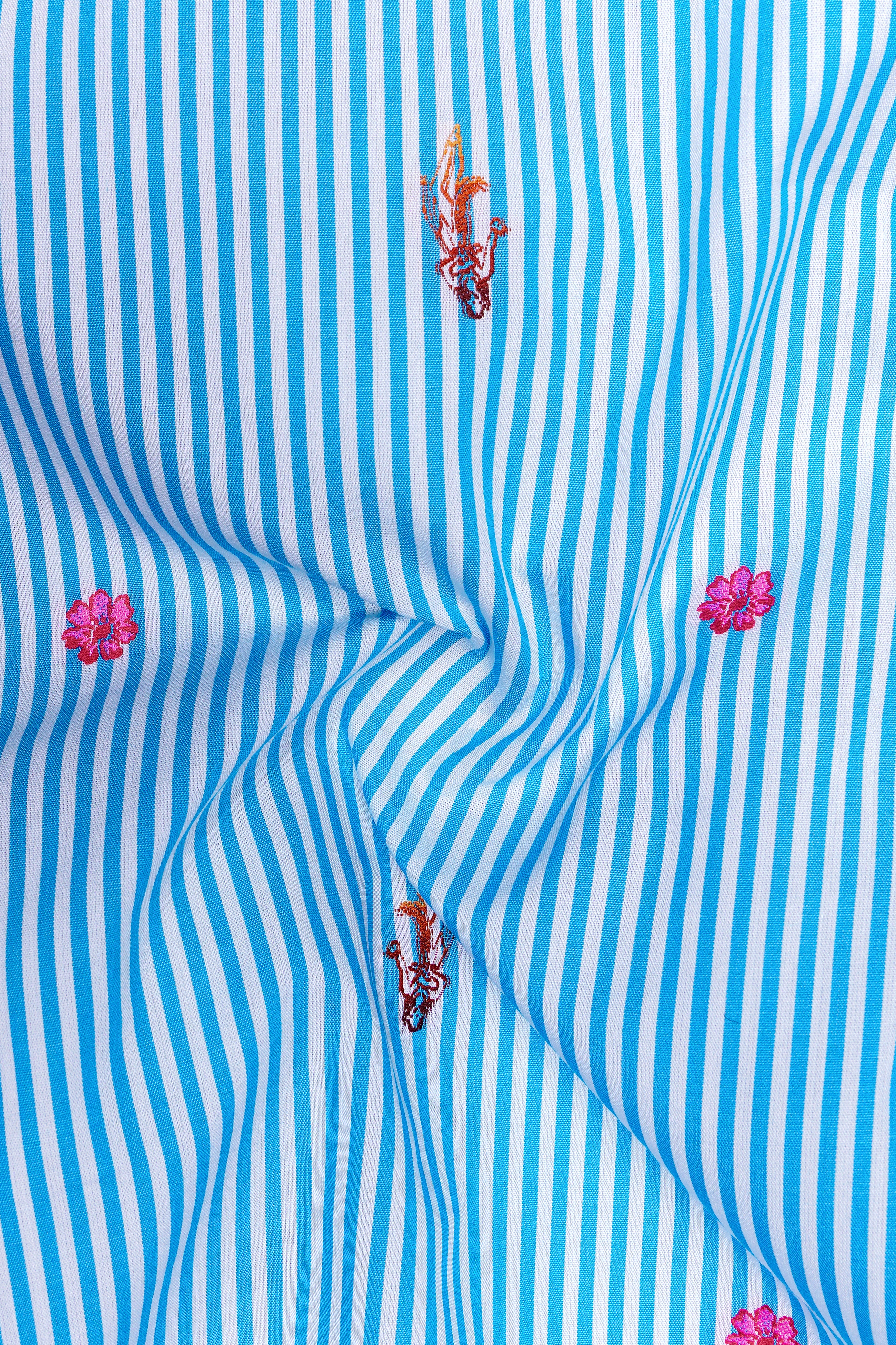 Azure-Picton Blue Striped Super Soft Poplin Premium Cotton Boxer