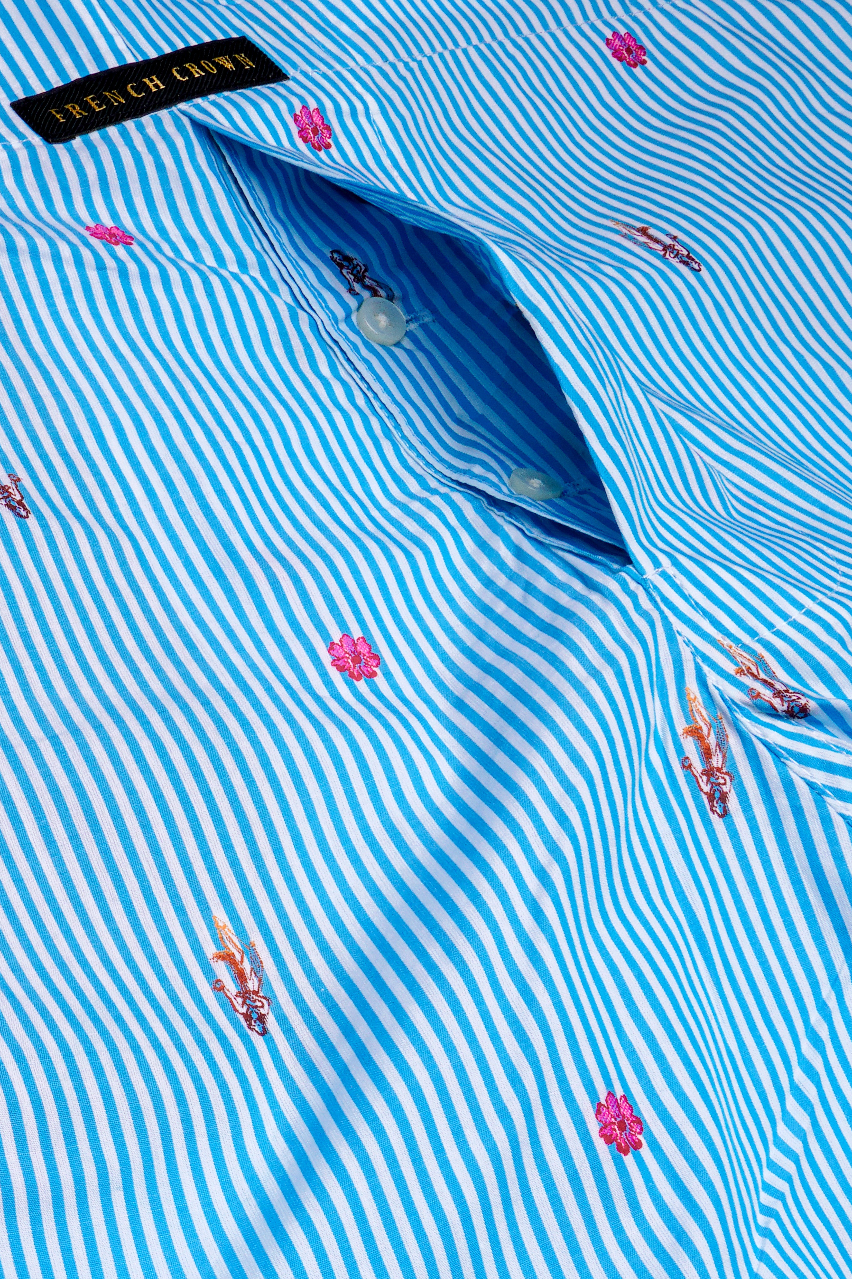 Azure-Picton Blue Striped Super Soft Poplin Premium Cotton Boxer