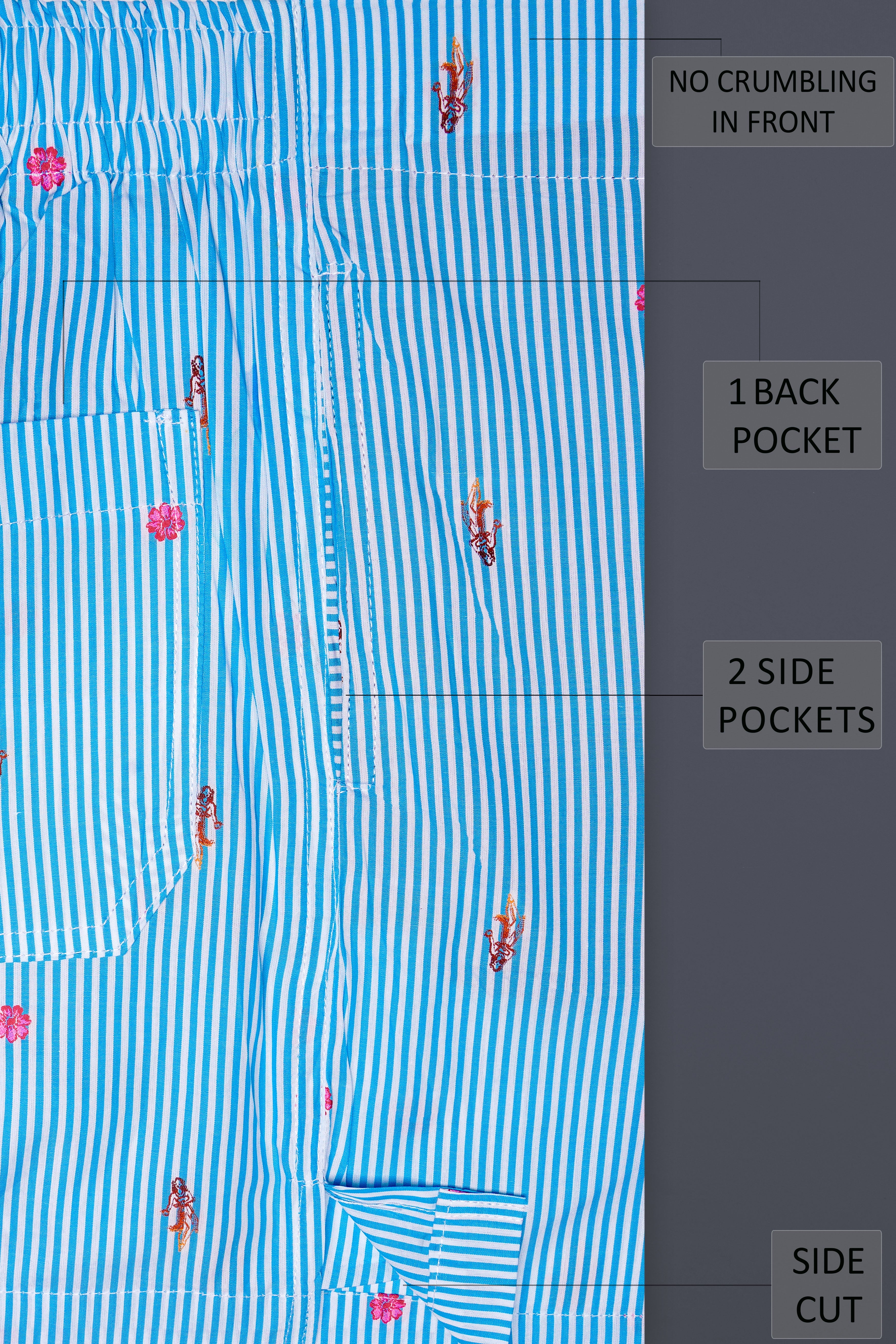 Azure-Picton Blue Striped Super Soft Poplin Premium Cotton Boxer