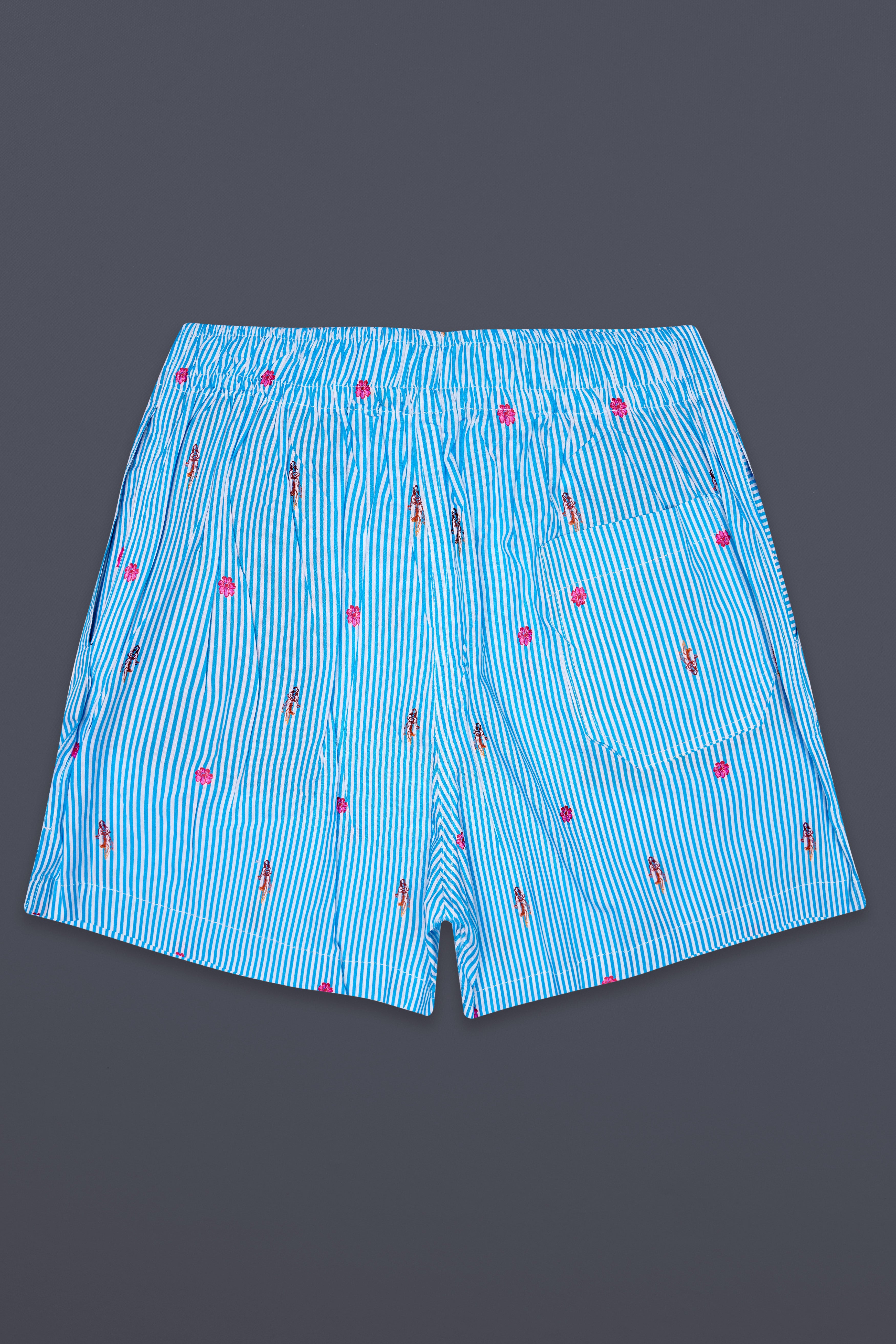 Azure-Picton Blue Striped Super Soft Poplin Premium Cotton Boxer