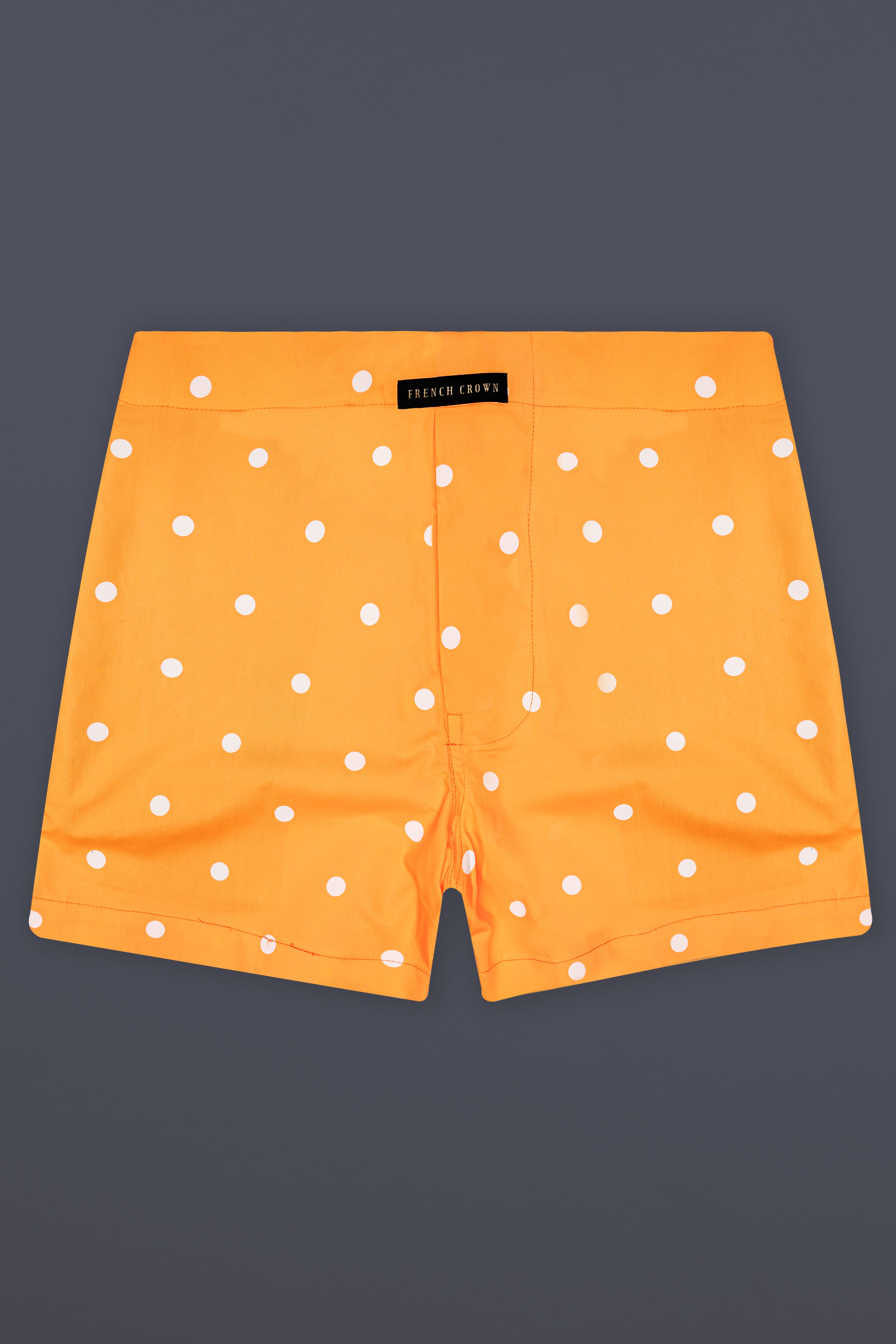Spotted Sunset-Macaroni Orange Polka Dots Printed Premium Cotton Boxer