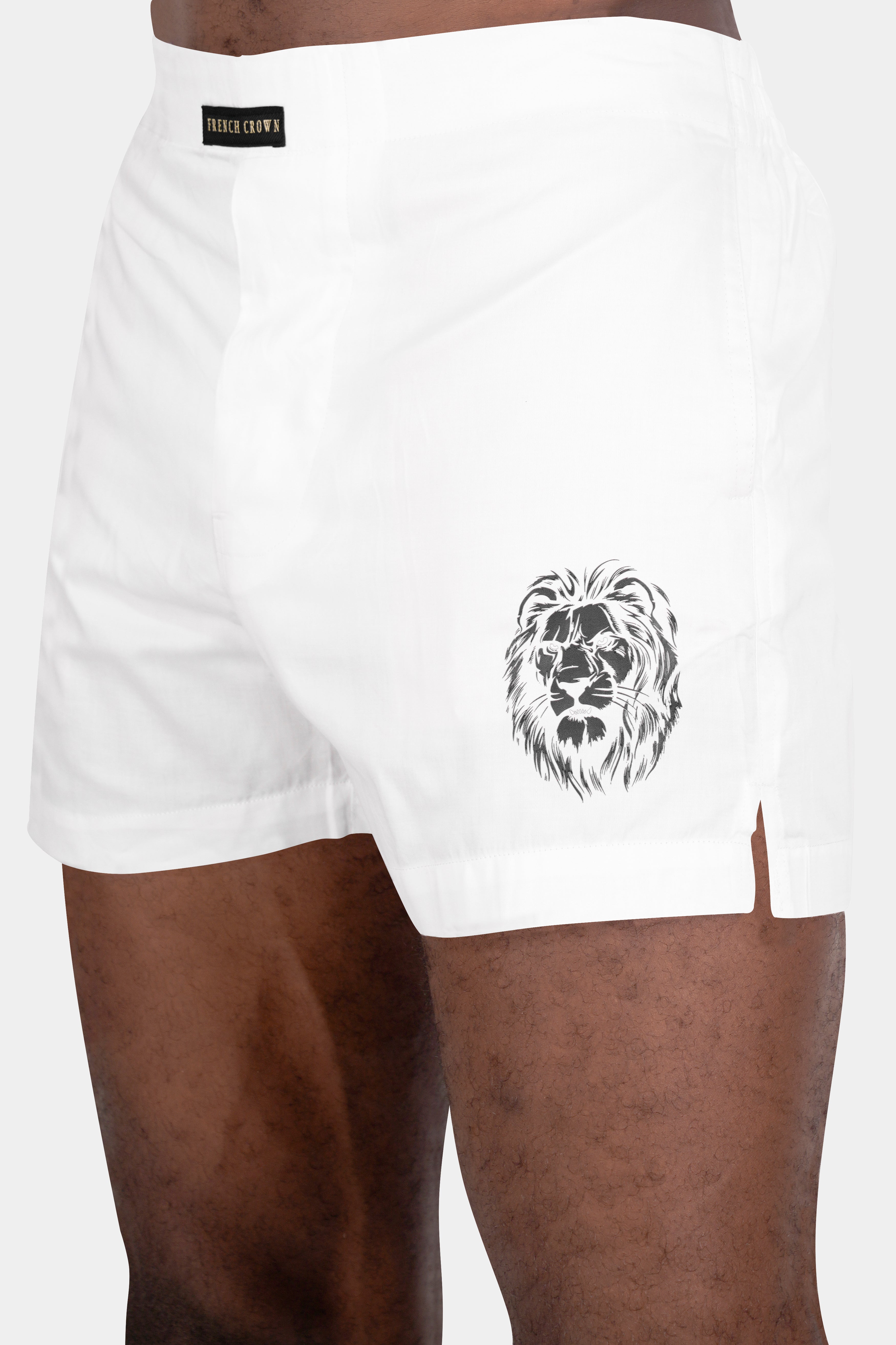 Bright White Lion Printed Subtle Sheen Super Soft Premium Cotton Boxers BX469-RPRT97-28, BX469-RPRT97-30, BX469-RPRT97-32, BX469-RPRT97-34, BX469-RPRT97-36, BX469-RPRT97-38, BX469-RPRT97-40, BX469-RPRT97-42, BX469-RPRT97-44