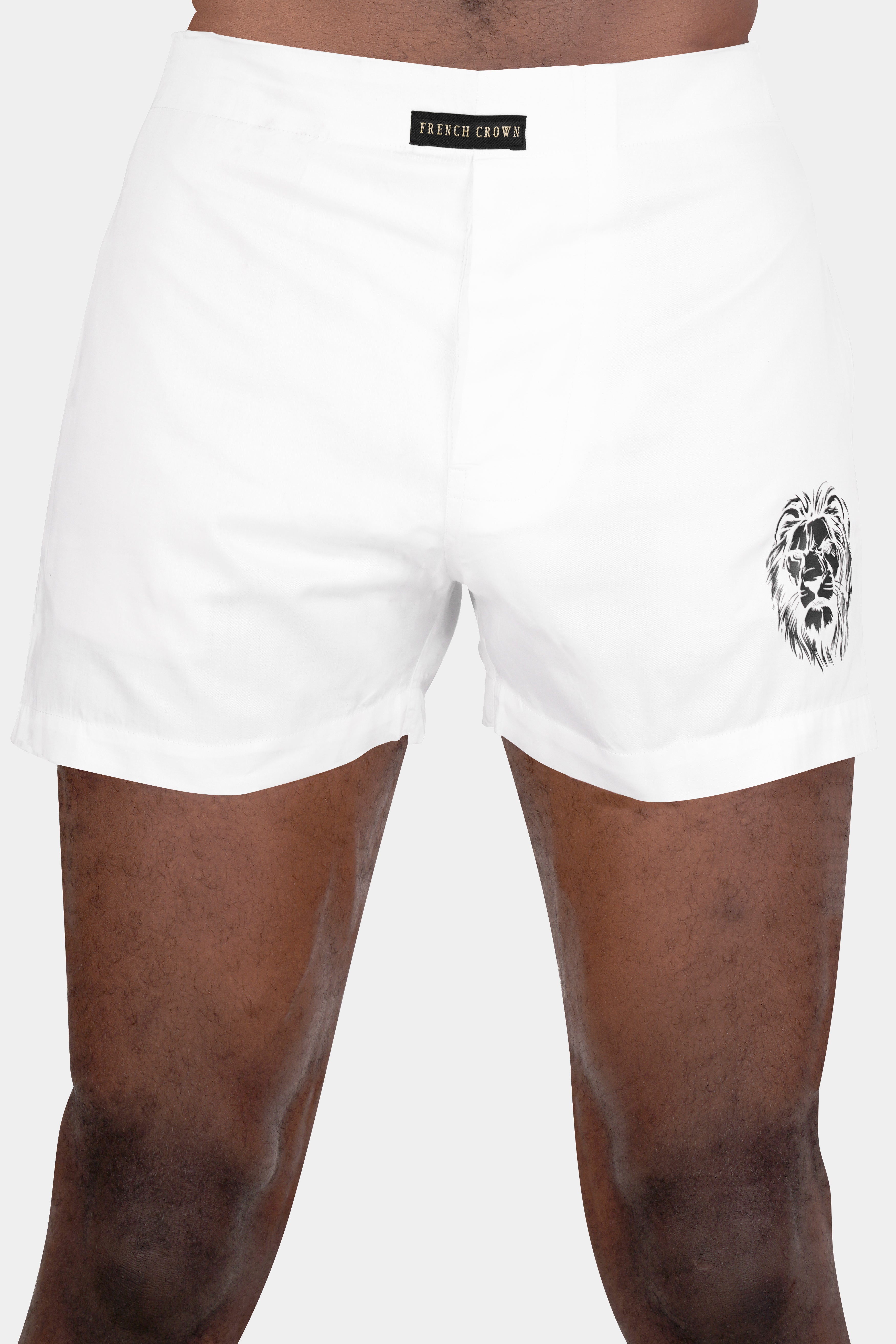 Bright White Lion Printed Subtle Sheen Super Soft Premium Cotton Boxers BX469-RPRT97-28, BX469-RPRT97-30, BX469-RPRT97-32, BX469-RPRT97-34, BX469-RPRT97-36, BX469-RPRT97-38, BX469-RPRT97-40, BX469-RPRT97-42, BX469-RPRT97-44