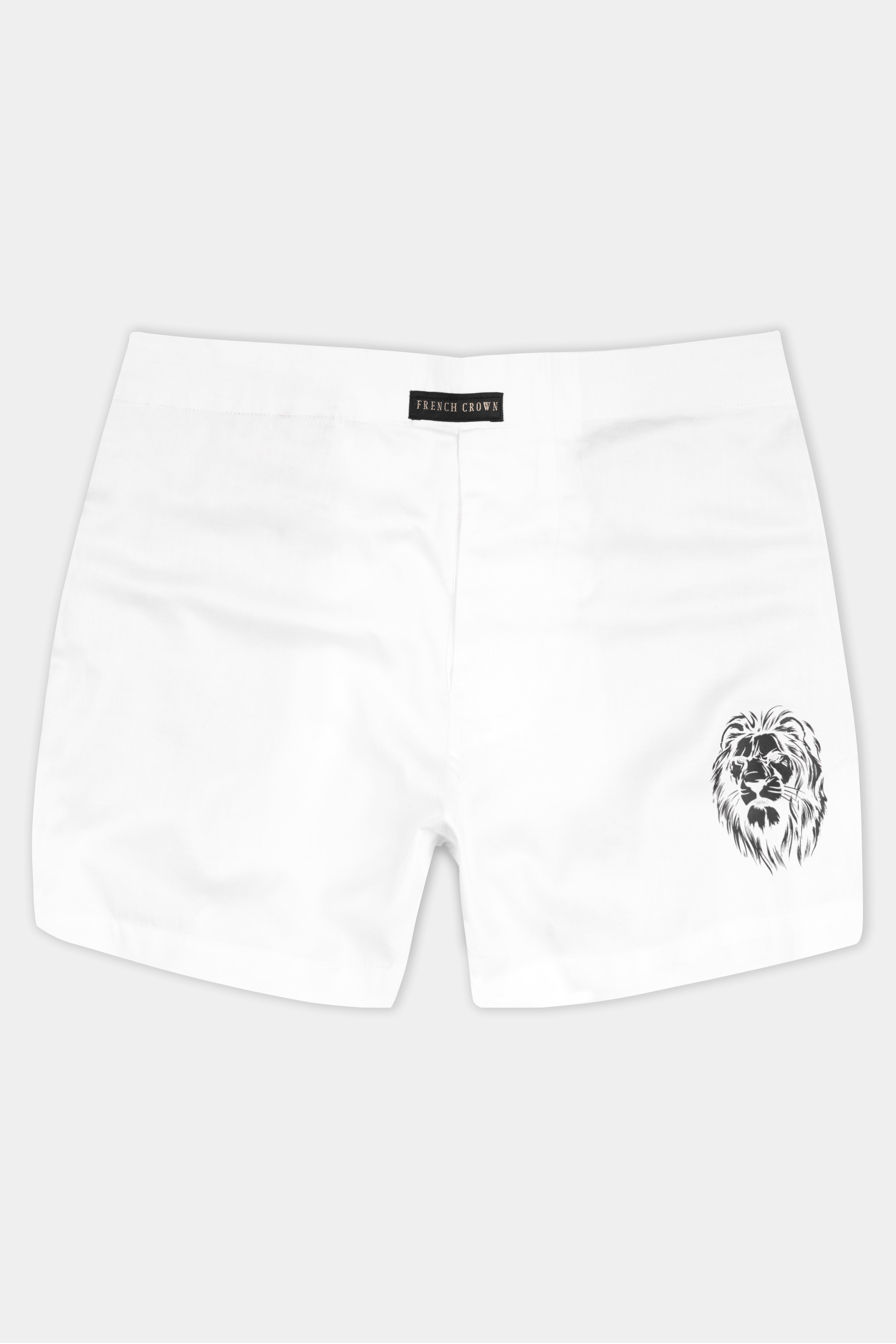 Bright White Lion Printed Subtle Sheen Super Soft Premium Cotton Boxers BX469-RPRT97-28, BX469-RPRT97-30, BX469-RPRT97-32, BX469-RPRT97-34, BX469-RPRT97-36, BX469-RPRT97-38, BX469-RPRT97-40, BX469-RPRT97-42, BX469-RPRT97-44