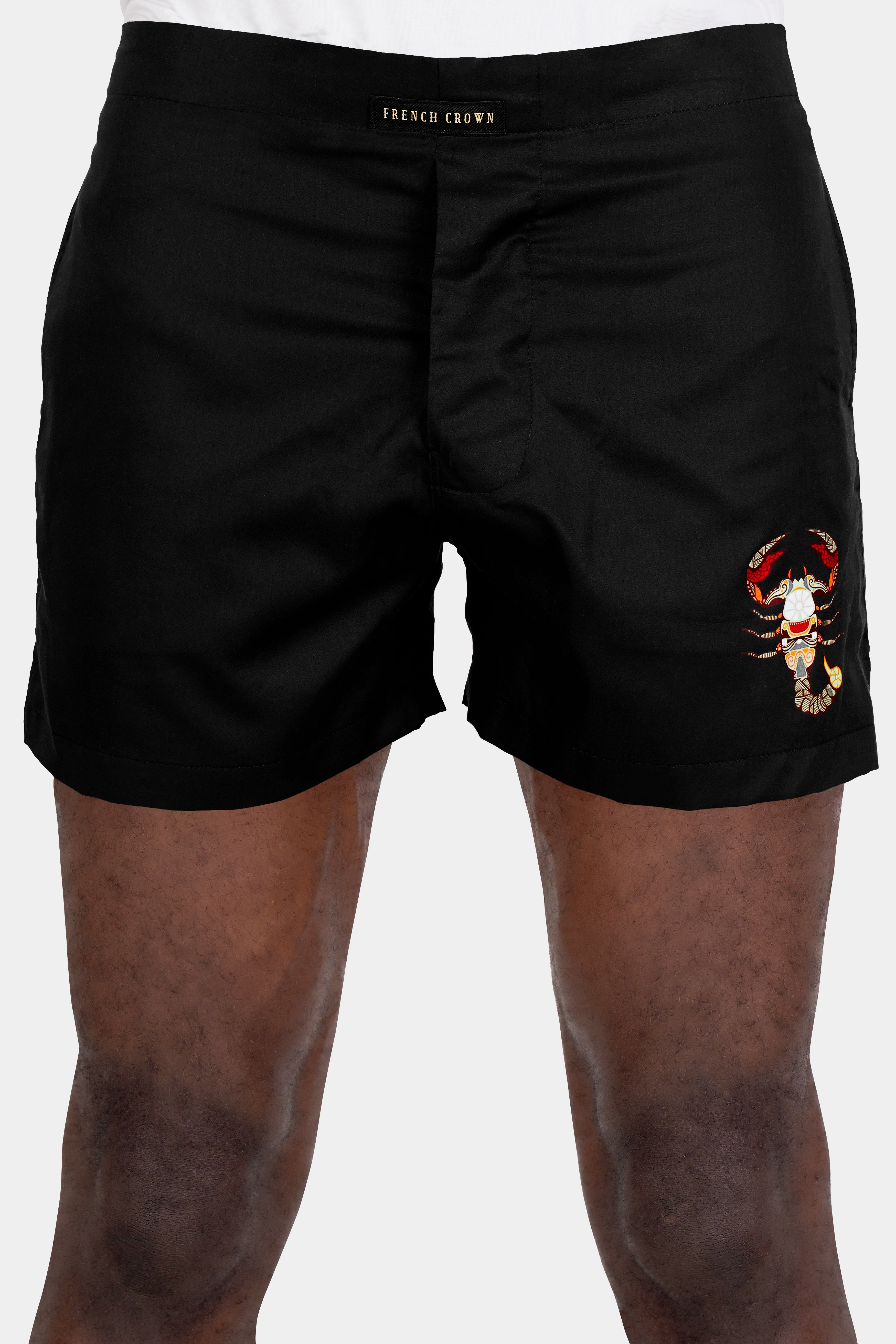 Jade Black Scorpion Printed Subtle Sheen Super Soft Premium Cotton Boxers BX470-RPRT100-28, BX470-RPRT100-30, BX470-RPRT100-32, BX470-RPRT100-34, BX470-RPRT100-36, BX470-RPRT100-38, BX470-RPRT100-40, BX470-RPRT100-42, BX470-RPRT100-44