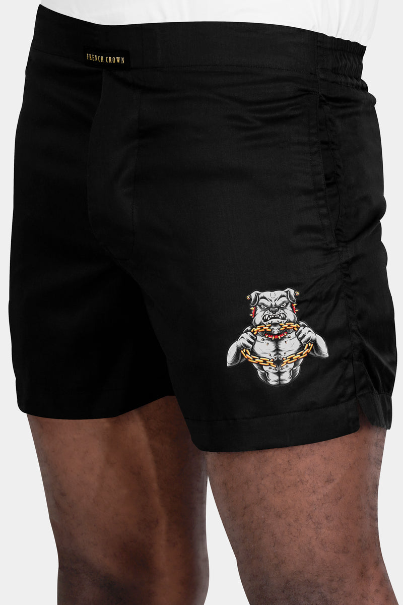 Jade Black Angry Pitbull Printed Subtle Sheen Super Soft Premium Cotton Boxers