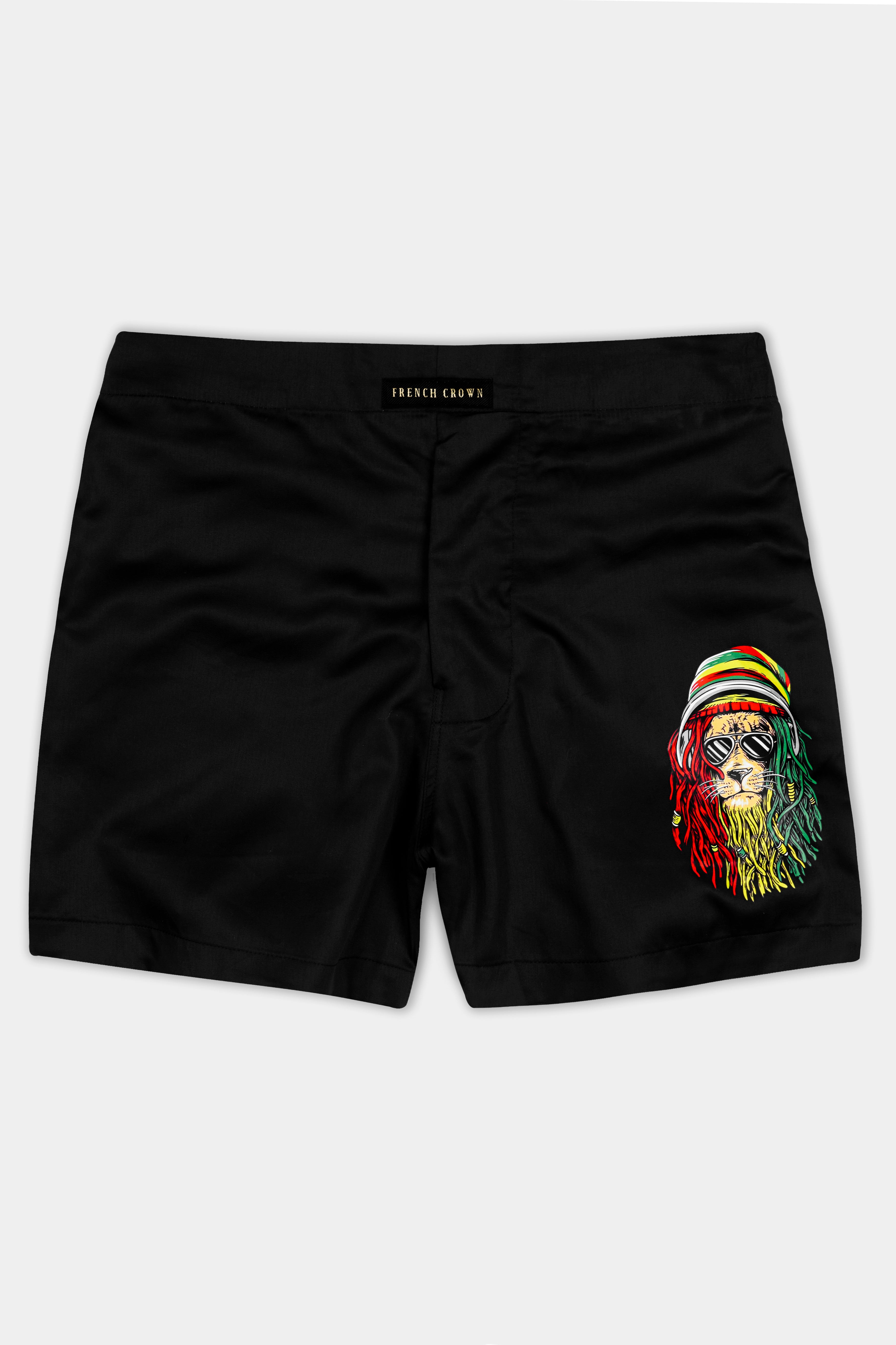 Jade Black Funky Lion Printed Subtle Sheen Super Soft Premium Cotton Boxers BX470-RPRT104-28, BX470-RPRT104-30, BX470-RPRT104-32, BX470-RPRT104-34, BX470-RPRT104-36, BX470-RPRT104-38, BX470-RPRT104-40, BX470-RPRT104-42, BX470-RPRT104-44