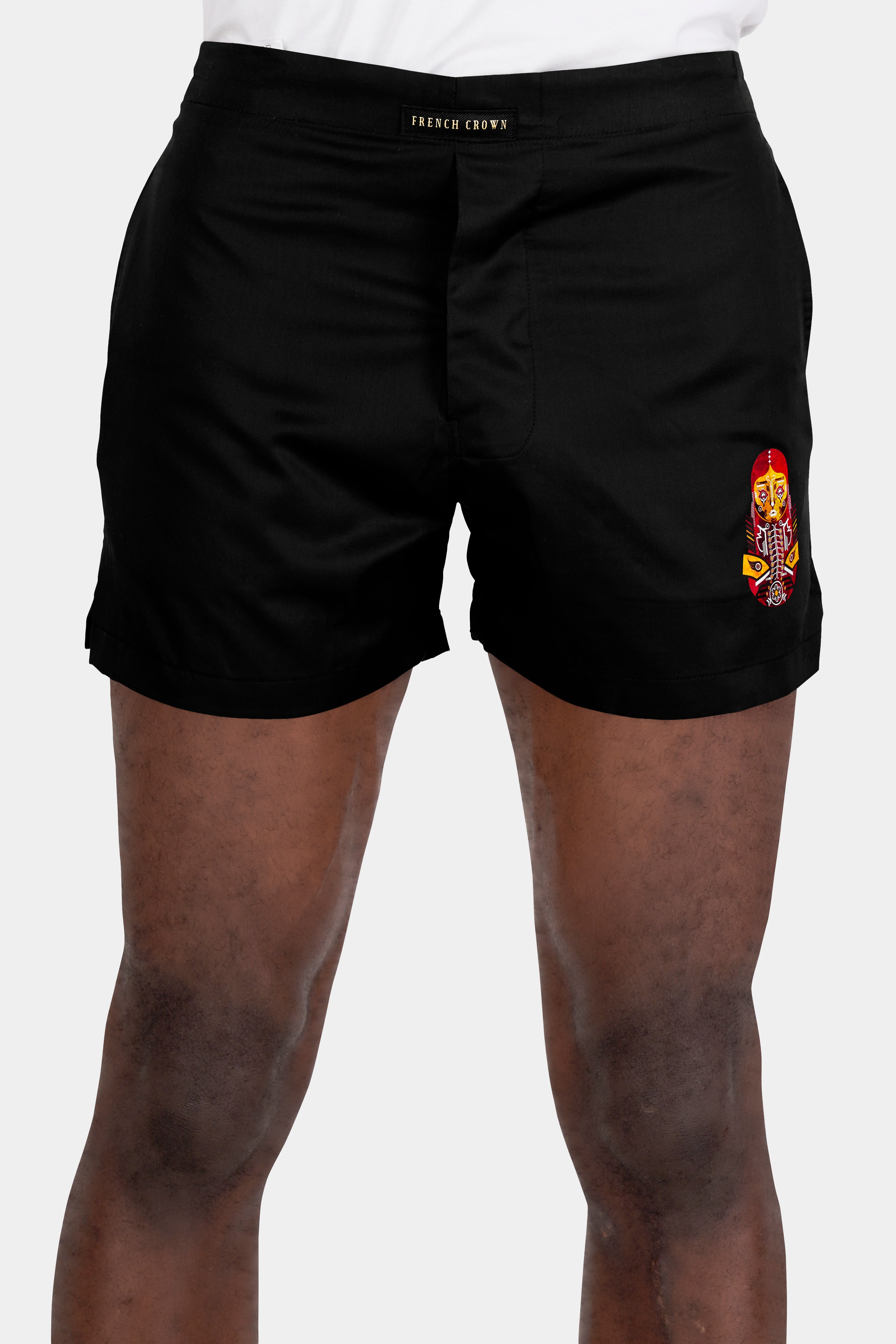 Jade Black Tribal Doll Printed Luxurious Linen Boxers BX472-RPRT98-28, BX472-RPRT98-30, BX472-RPRT98-32, BX472-RPRT98-34, BX472-RPRT98-36, BX472-RPRT98-38, BX472-RPRT98-40, BX472-RPRT98-42, BX472-RPRT98-44