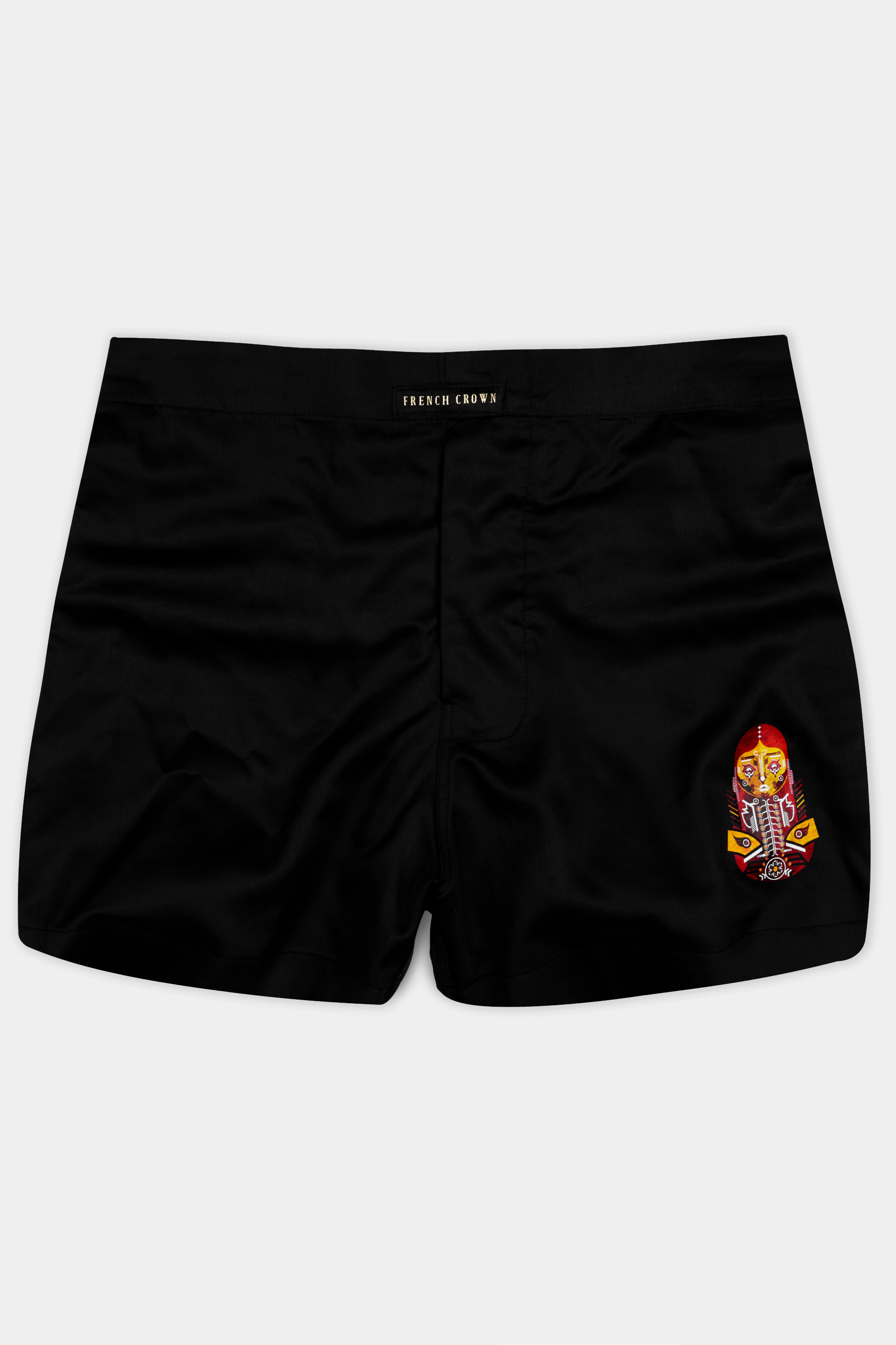Jade Black Tribal Doll Printed Luxurious Linen Boxers BX472-RPRT98-28, BX472-RPRT98-30, BX472-RPRT98-32, BX472-RPRT98-34, BX472-RPRT98-36, BX472-RPRT98-38, BX472-RPRT98-40, BX472-RPRT98-42, BX472-RPRT98-44