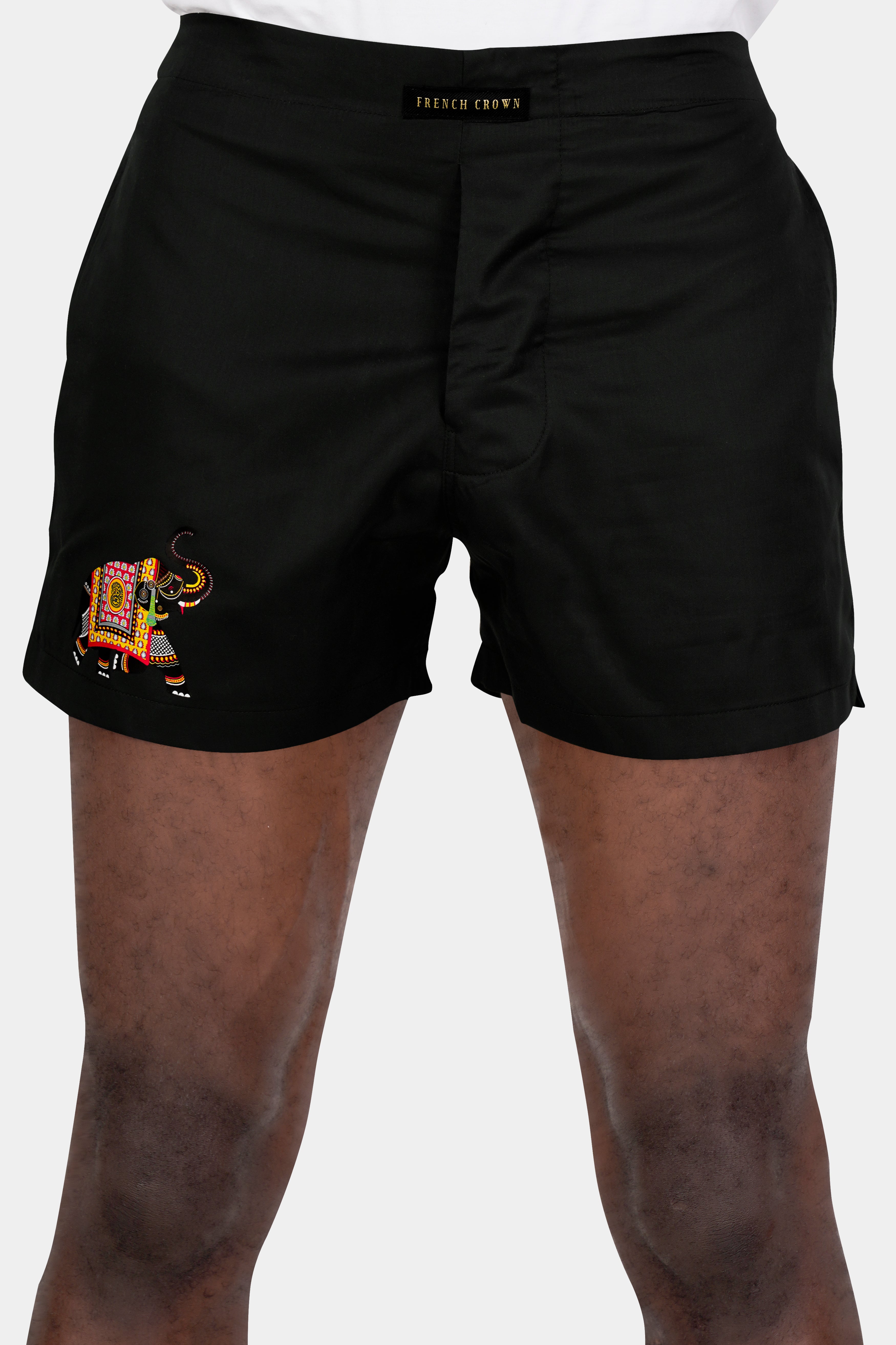Jade Black Elephant Printed Subtle Sheen Super Soft Premium Cotton Boxers BX470-RPRT99-28, BX470-RPRT99-30, BX470-RPRT99-32, BX470-RPRT99-34, BX470-RPRT99-36, BX470-RPRT99-38, BX470-RPRT99-40, BX470-RPRT99-42, BX470-RPRT99-44