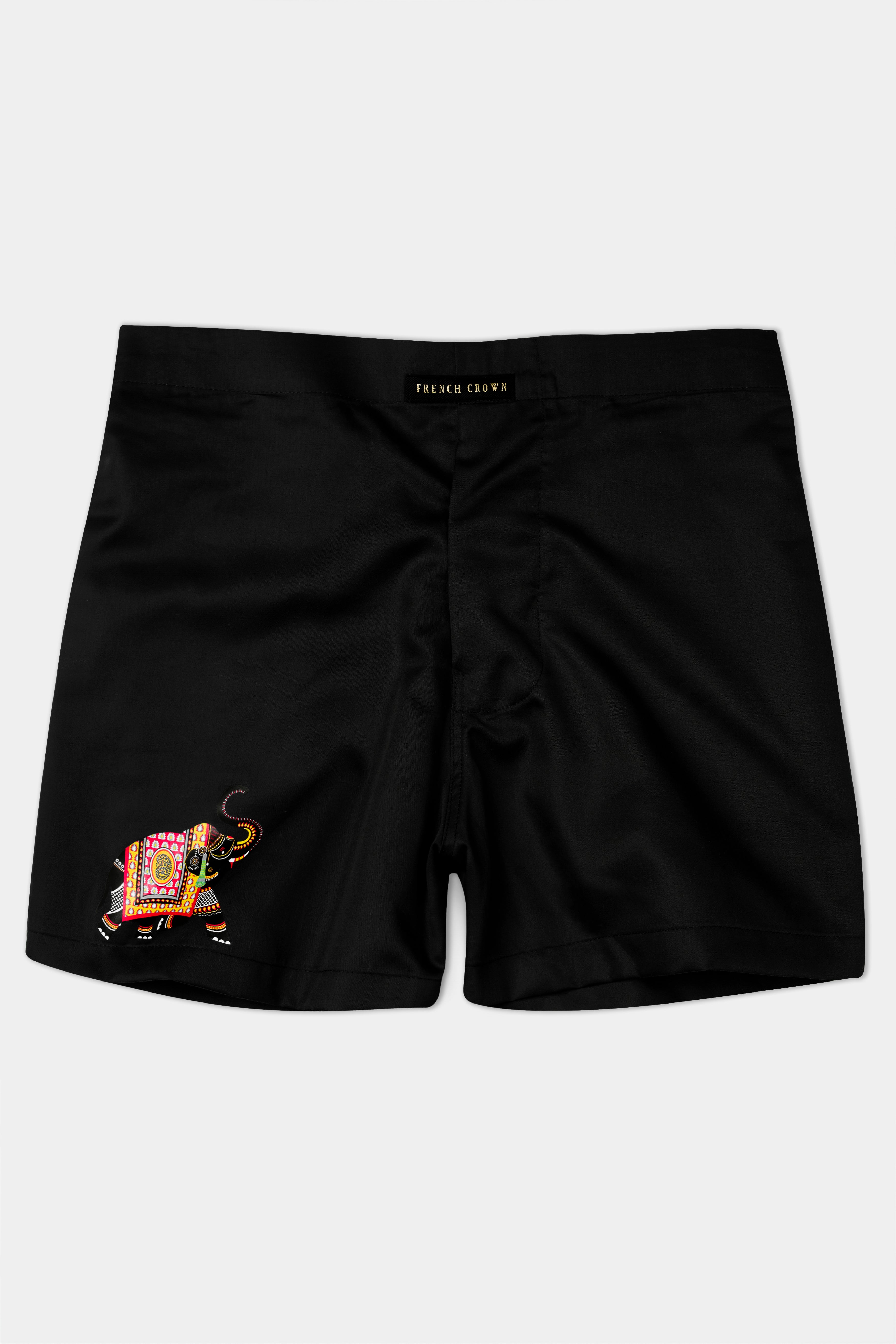 Jade Black Elephant Printed Subtle Sheen Super Soft Premium Cotton Boxers BX470-RPRT99-28, BX470-RPRT99-30, BX470-RPRT99-32, BX470-RPRT99-34, BX470-RPRT99-36, BX470-RPRT99-38, BX470-RPRT99-40, BX470-RPRT99-42, BX470-RPRT99-44