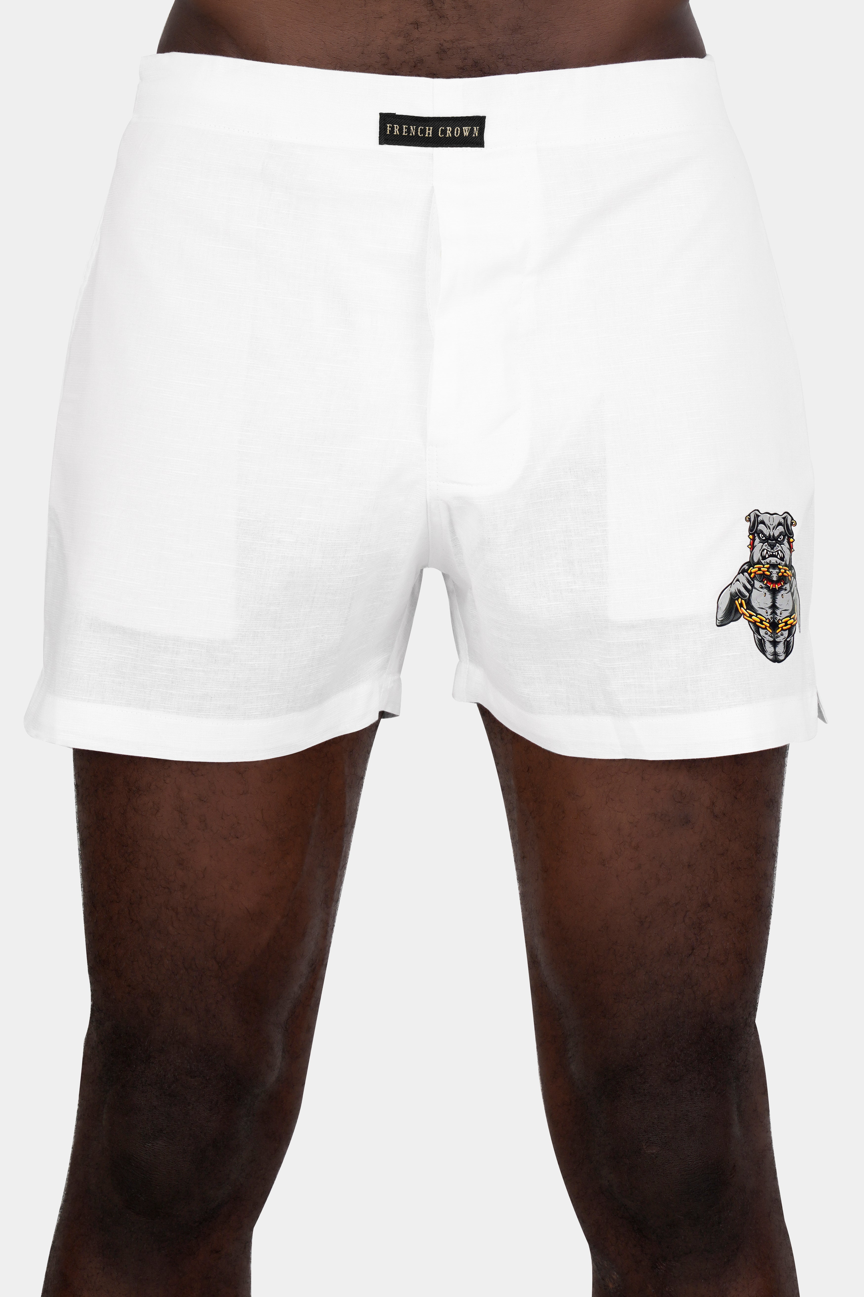 Bright White Angry Pitbull Printed Luxurious Linen Boxers BX471-RPRT102-28, BX471-RPRT102-30, BX471-RPRT102-32, BX471-RPRT102-34, BX471-RPRT102-36, BX471-RPRT102-38, BX471-RPRT102-40, BX471-RPRT102-42, BX471-RPRT102-44