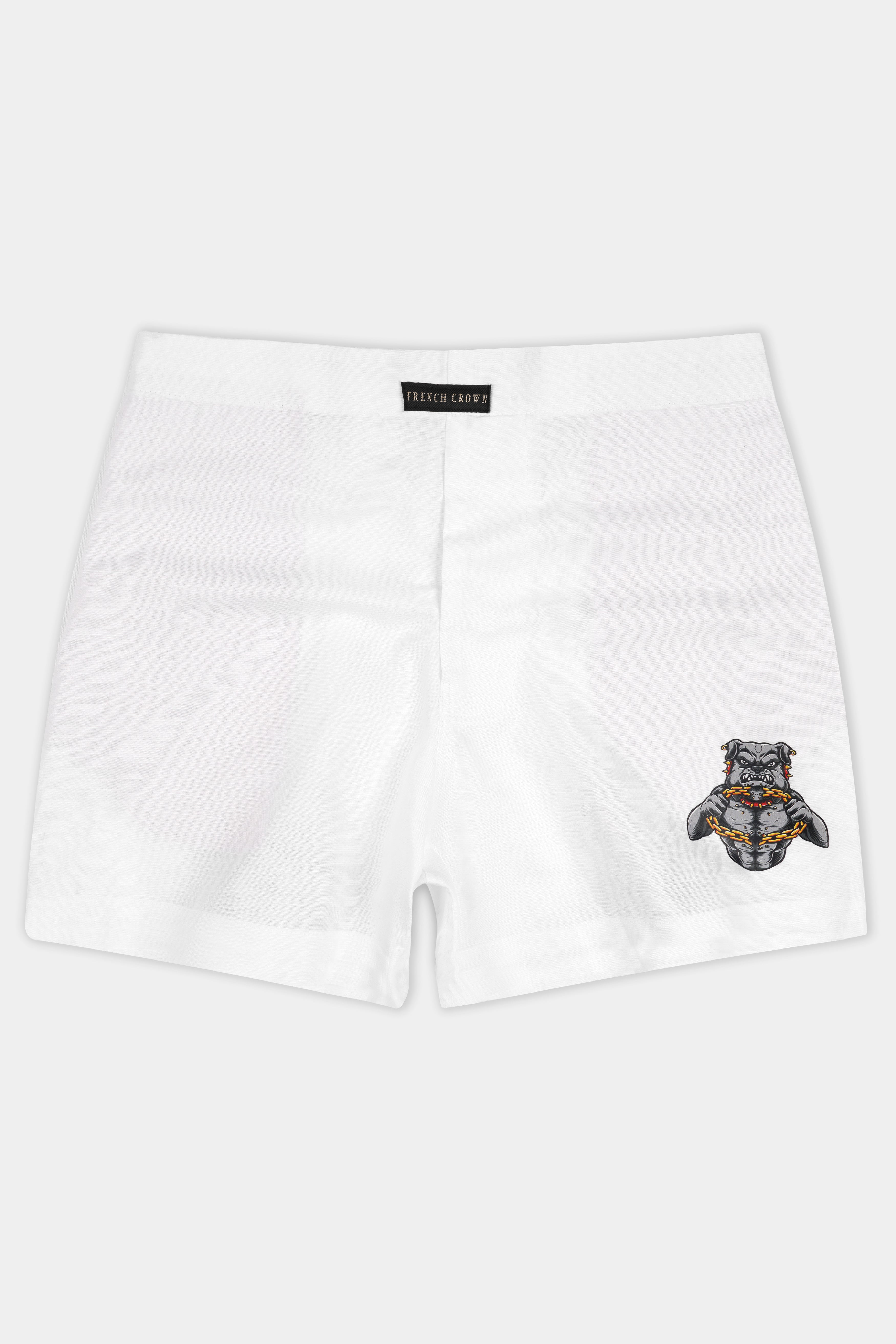 Bright White Angry Pitbull Printed Luxurious Linen Boxers BX471-RPRT102-28, BX471-RPRT102-30, BX471-RPRT102-32, BX471-RPRT102-34, BX471-RPRT102-36, BX471-RPRT102-38, BX471-RPRT102-40, BX471-RPRT102-42, BX471-RPRT102-44