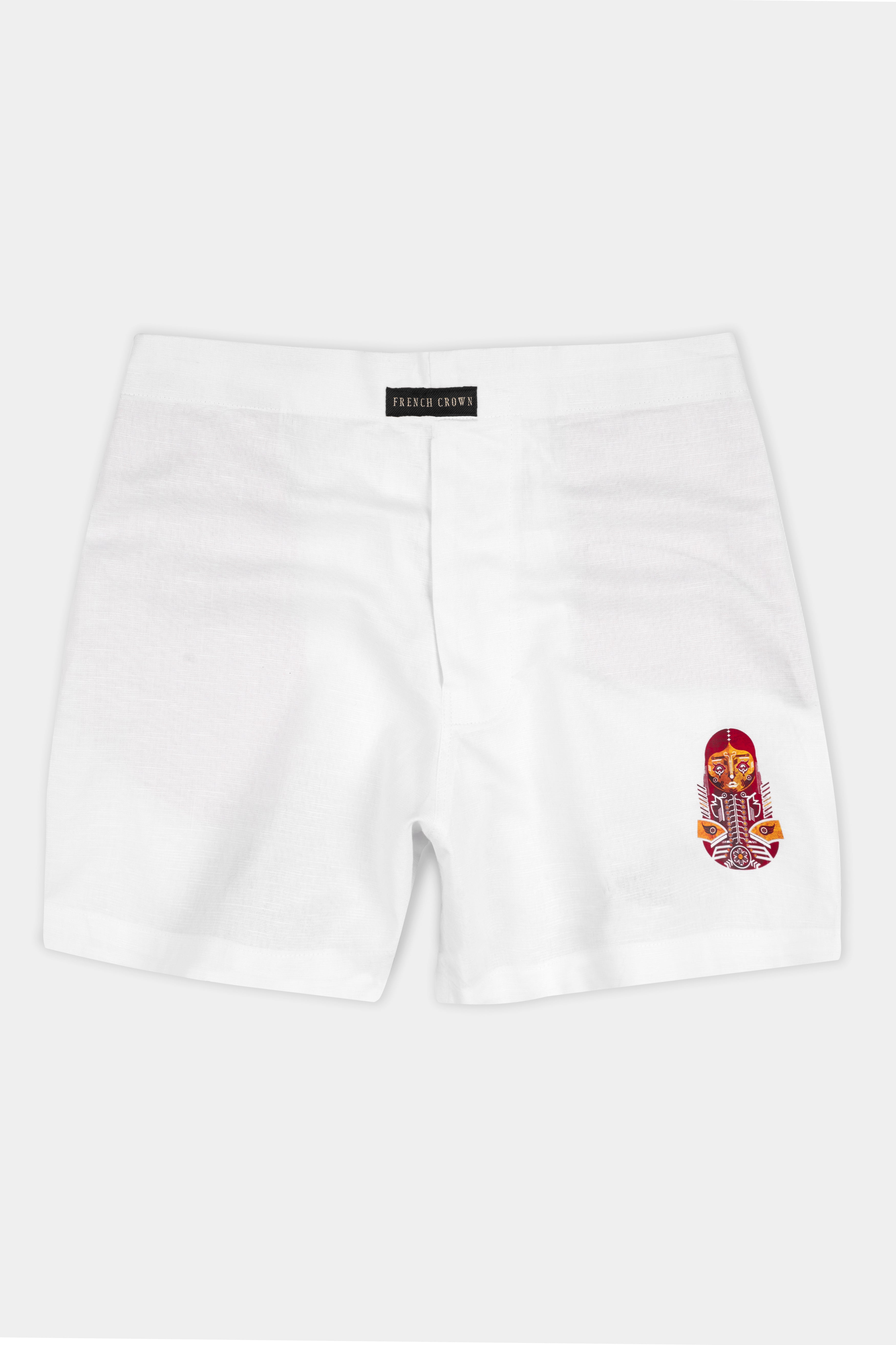 Bright White Tribal Doll Printed Luxurious Linen Boxers BX471-RPRT98-28, BX471-RPRT98-30, BX471-RPRT98-32, BX471-RPRT98-34, BX471-RPRT98-36, BX471-RPRT98-38, BX471-RPRT98-40, BX471-RPRT98-42, BX471-RPRT98-44