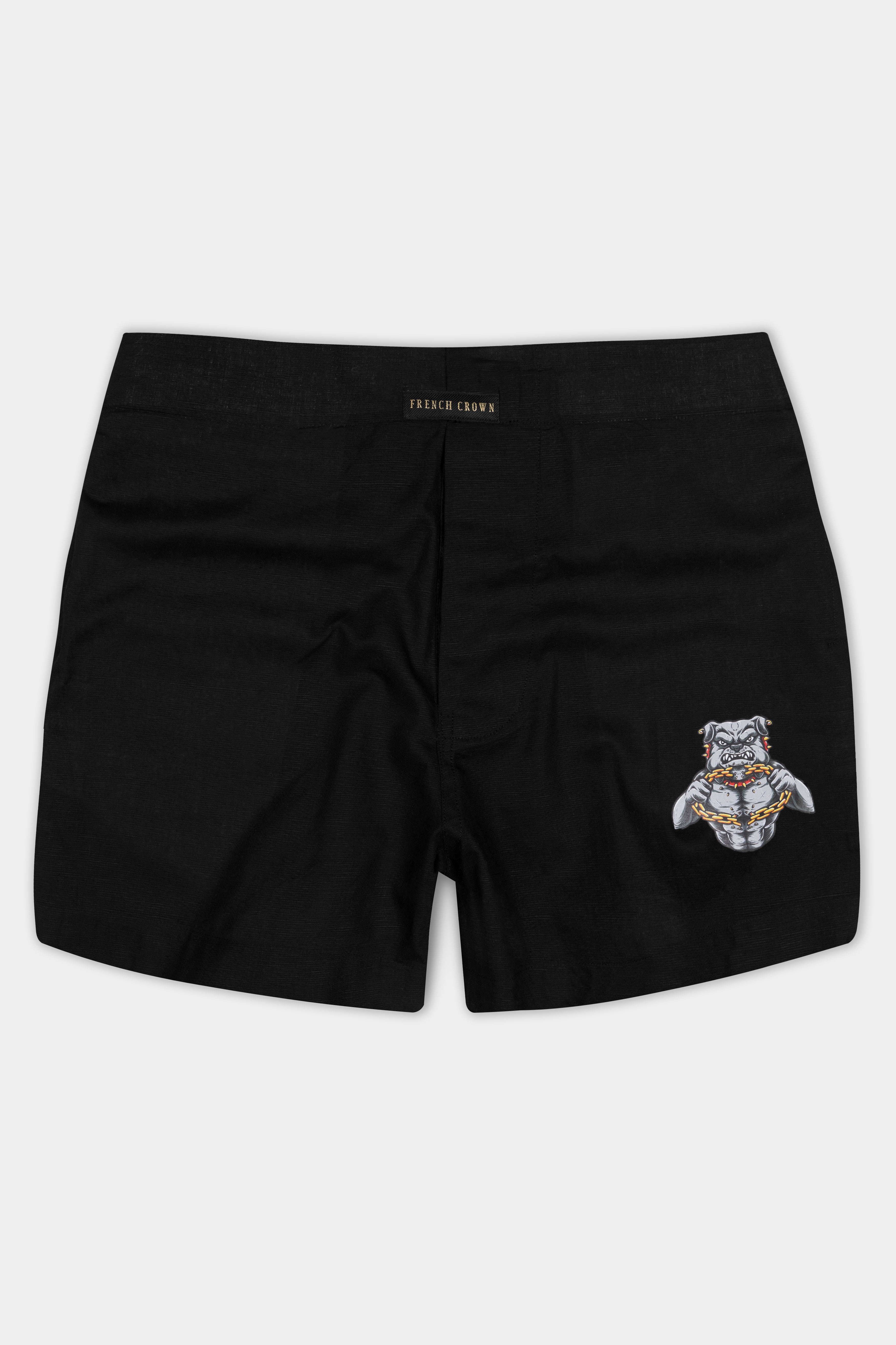 Jade Black Angry Pitbull Printed Luxurious Linen Boxers BX472-RPRT102-28, BX472-RPRT102-30, BX472-RPRT102-32, BX472-RPRT102-34, BX472-RPRT102-36, BX472-RPRT102-38, BX472-RPRT102-40, BX472-RPRT102-42, BX472-RPRT102-44