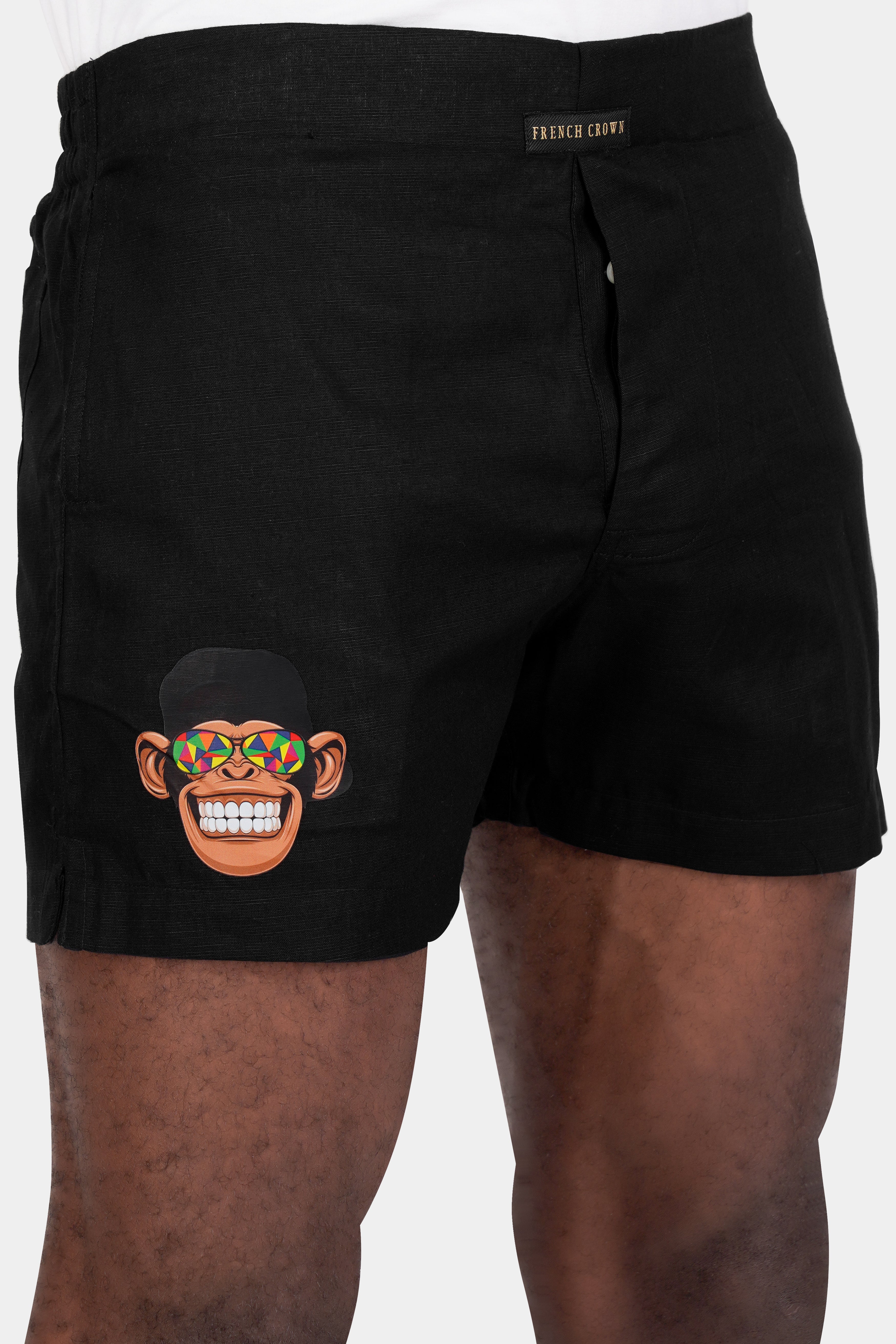 Jade Black Funky Monkey Printed Luxurious Linen Boxers BX472-RPRT96-28, BX472-RPRT96-30, BX472-RPRT96-32, BX472-RPRT96-34, BX472-RPRT96-36, BX472-RPRT96-38, BX472-RPRT96-40, BX472-RPRT96-42, BX472-RPRT96-44