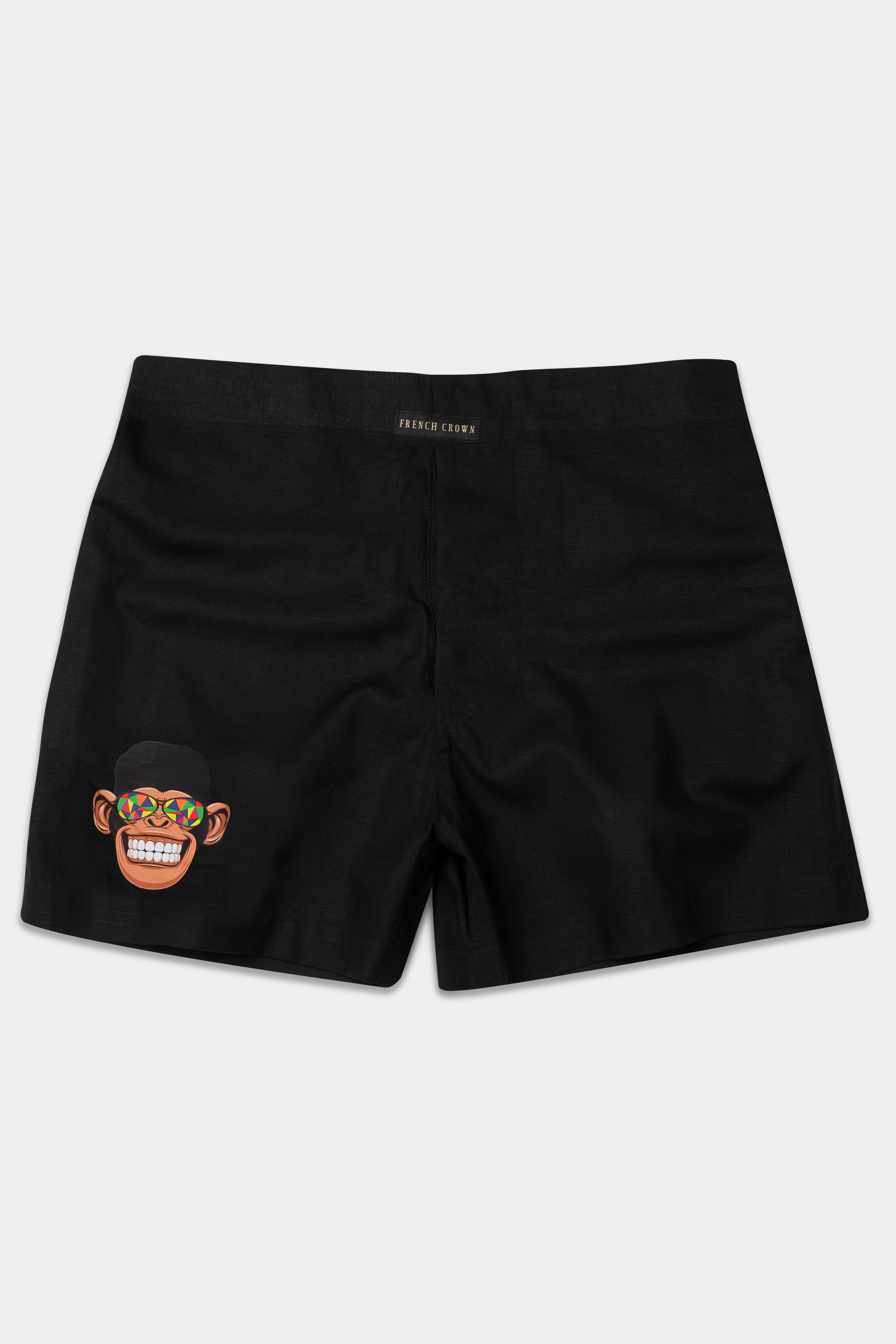Jade Black Funky Monkey Printed Luxurious Linen Boxers BX472-RPRT96-28, BX472-RPRT96-30, BX472-RPRT96-32, BX472-RPRT96-34, BX472-RPRT96-36, BX472-RPRT96-38, BX472-RPRT96-40, BX472-RPRT96-42, BX472-RPRT96-44