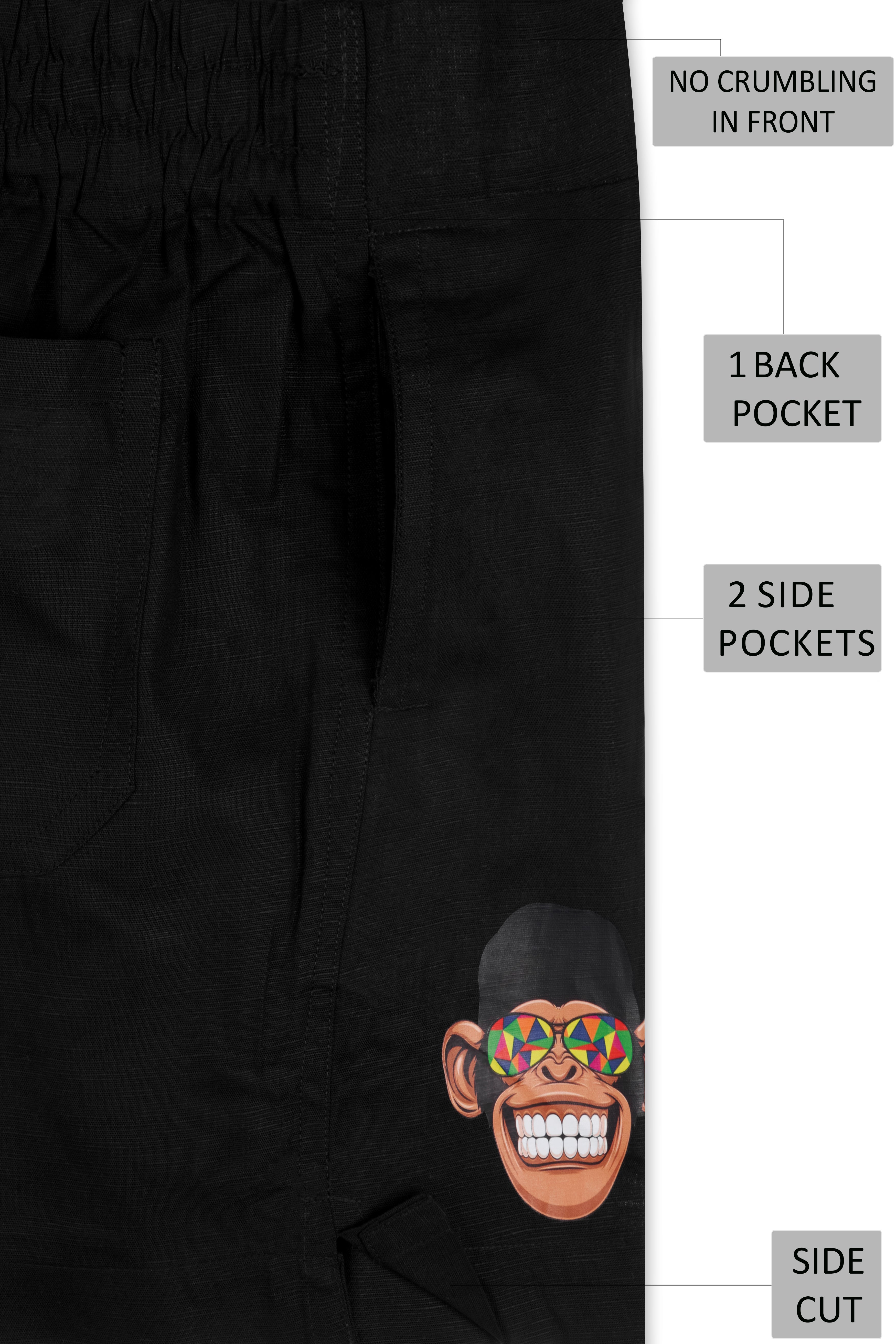Jade Black Funky Monkey Printed Luxurious Linen Boxers BX472-RPRT96-28, BX472-RPRT96-30, BX472-RPRT96-32, BX472-RPRT96-34, BX472-RPRT96-36, BX472-RPRT96-38, BX472-RPRT96-40, BX472-RPRT96-42, BX472-RPRT96-44