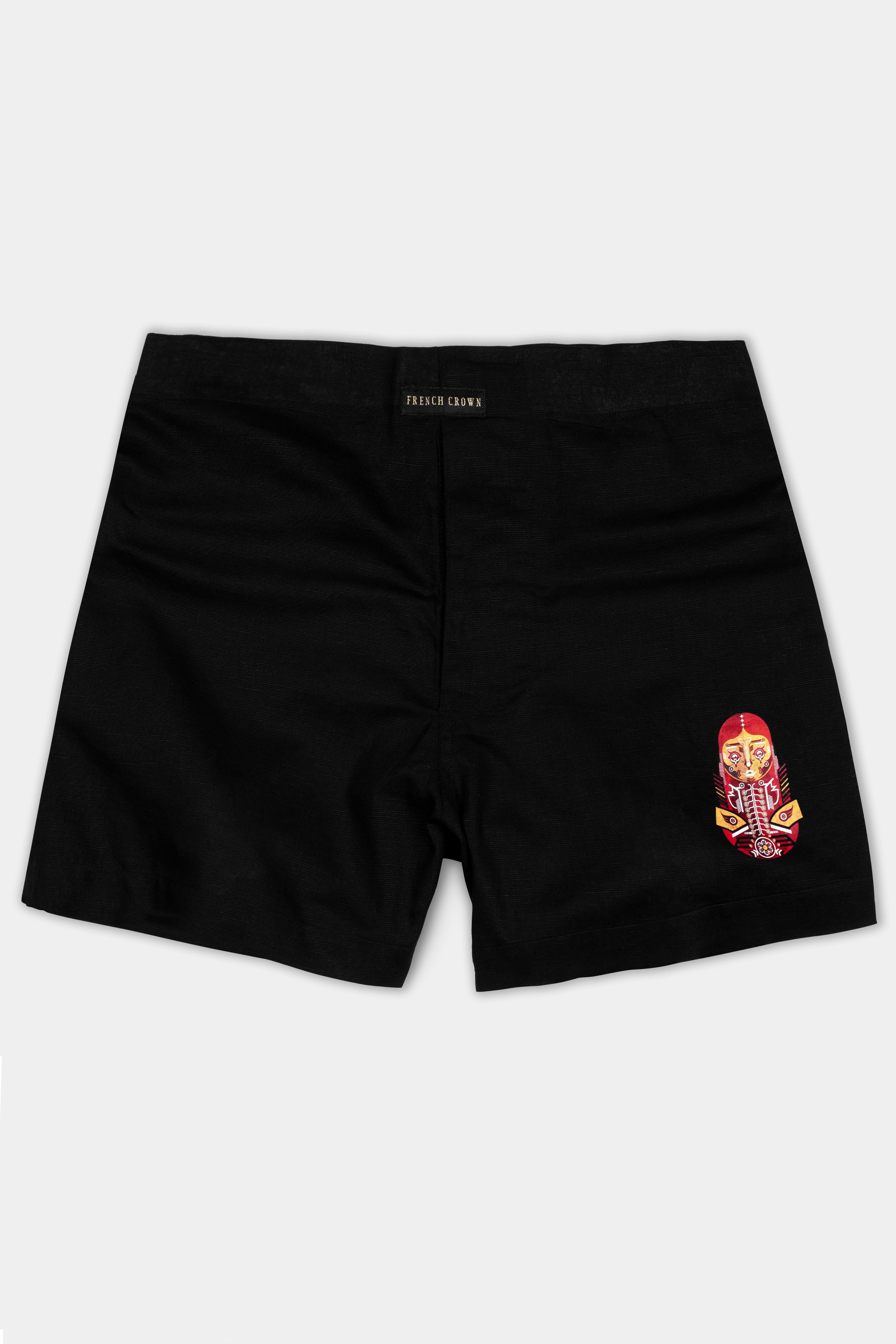 Jade Black Tribal Doll Printed Luxurious Linen Boxers BX472-RPRT98-28, BX472-RPRT98-30, BX472-RPRT98-32, BX472-RPRT98-34, BX472-RPRT98-36, BX472-RPRT98-38, BX472-RPRT98-40, BX472-RPRT98-42, BX472-RPRT98-44