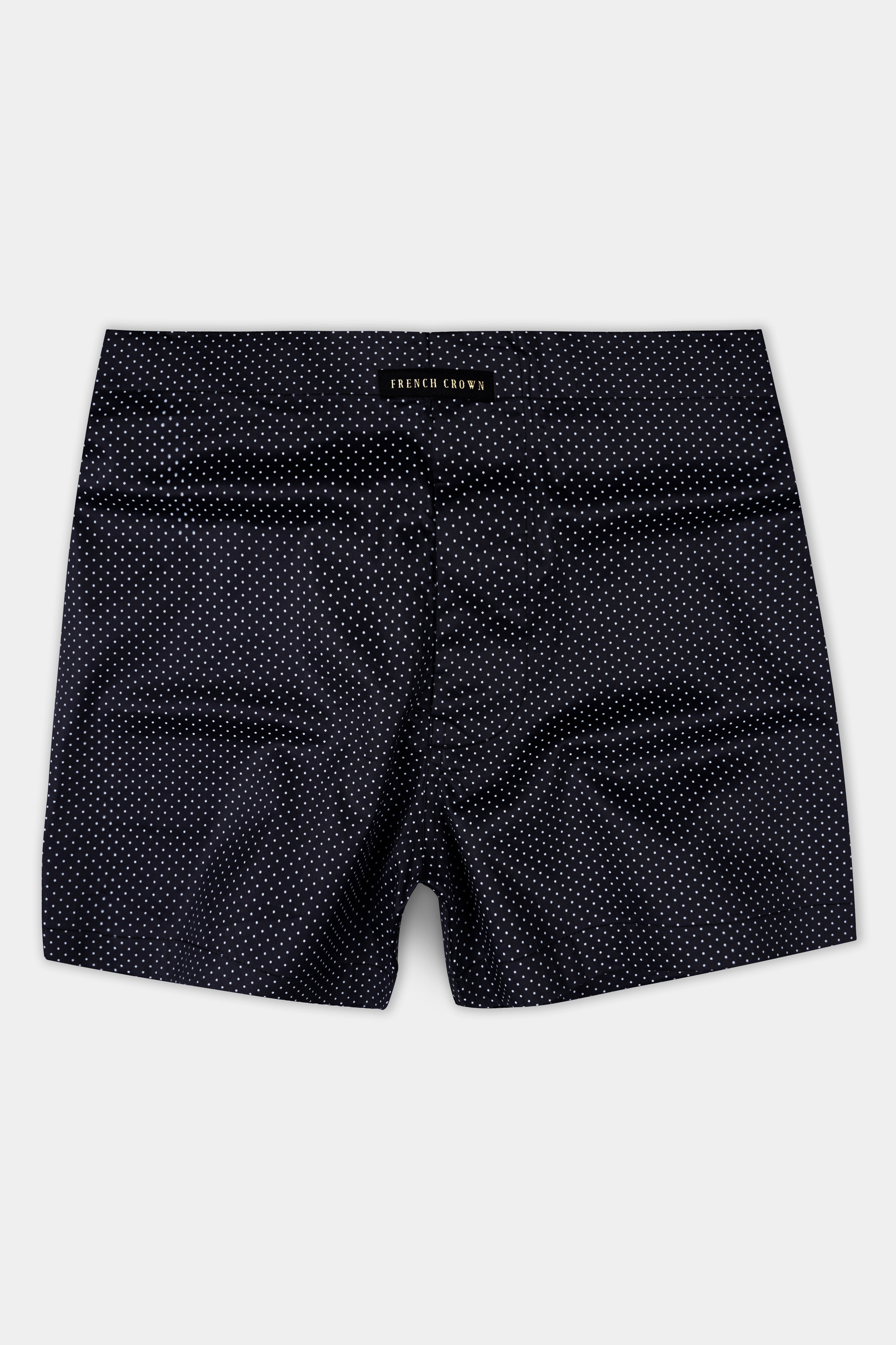 Vulcan Blue and Bright White Polka Dots Premium Cotton Boxer