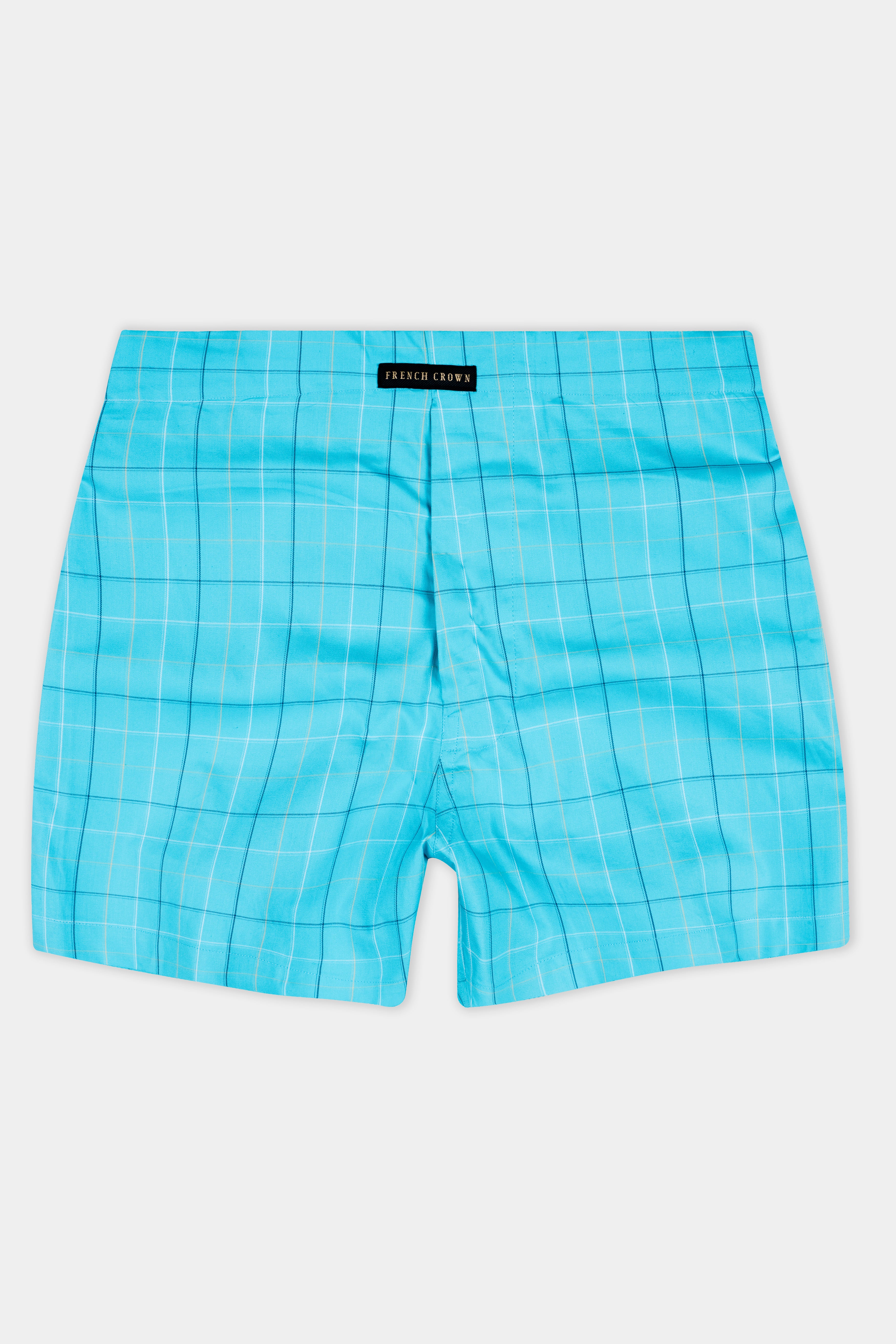 Malibu Blue Windowpane Twill Premium Cotton Boxer