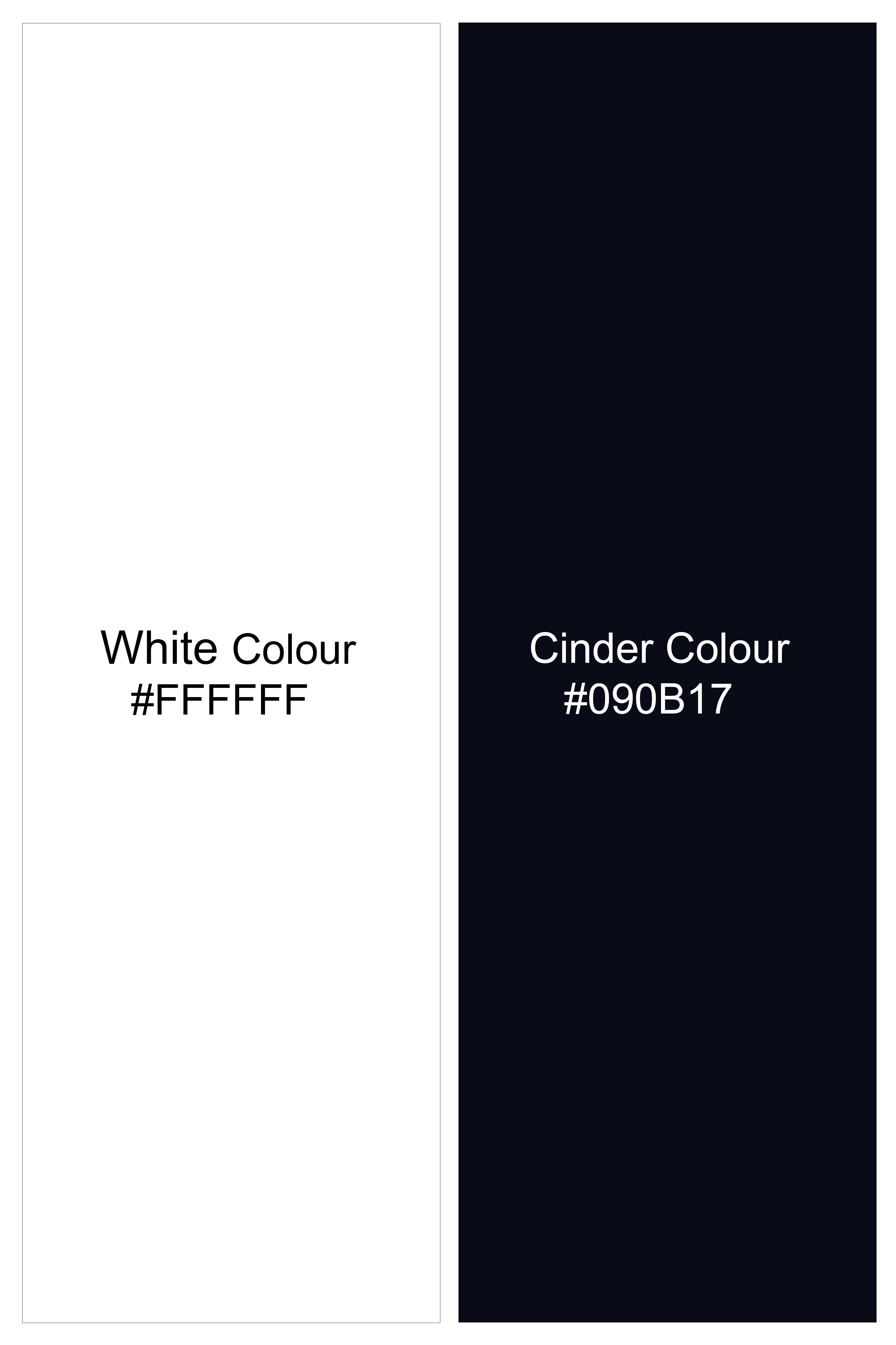 Bright White With Cinder Blue Textured Seersucker Boxer