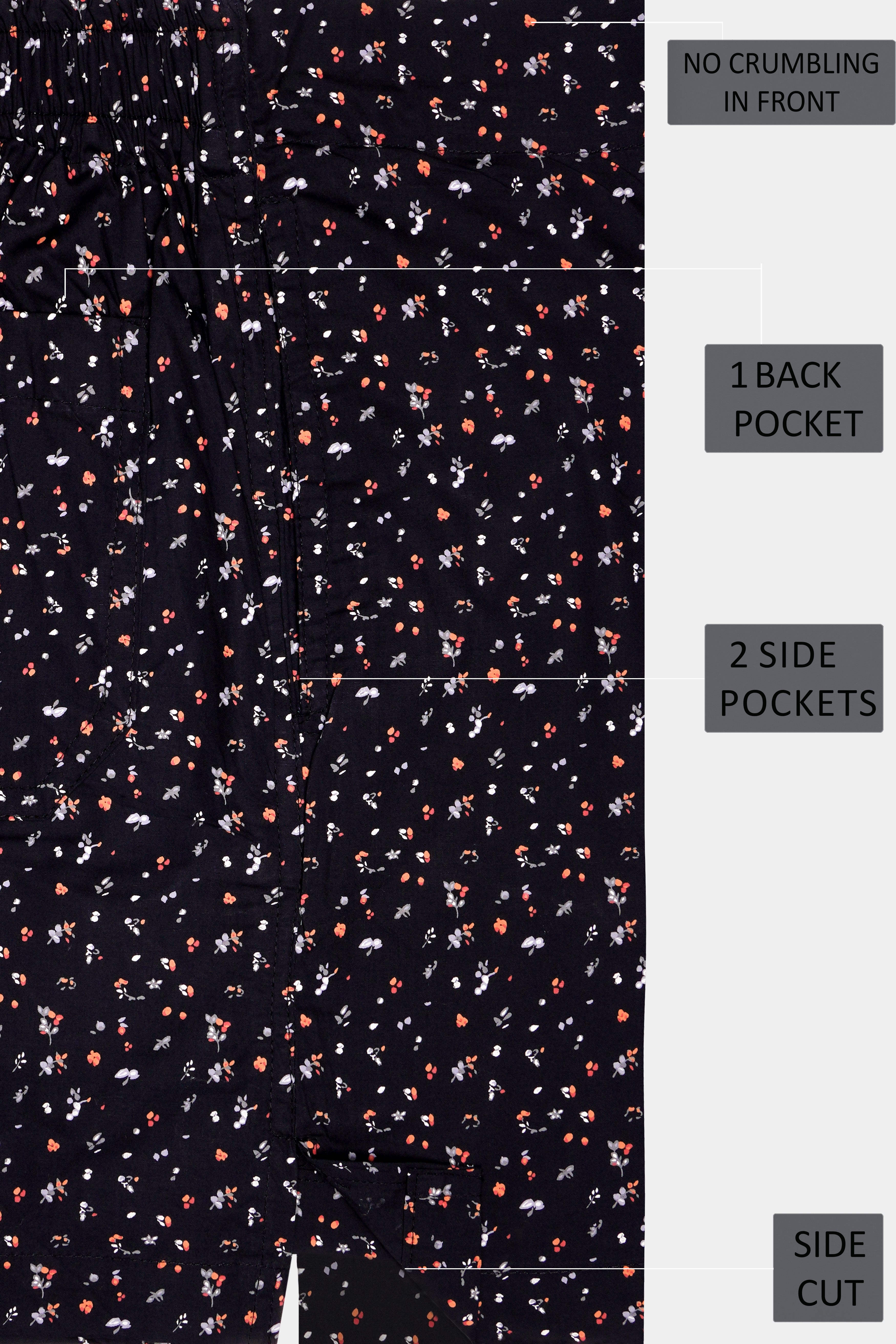 Jade Black Floral Printed Premium Giza Cotton Boxer