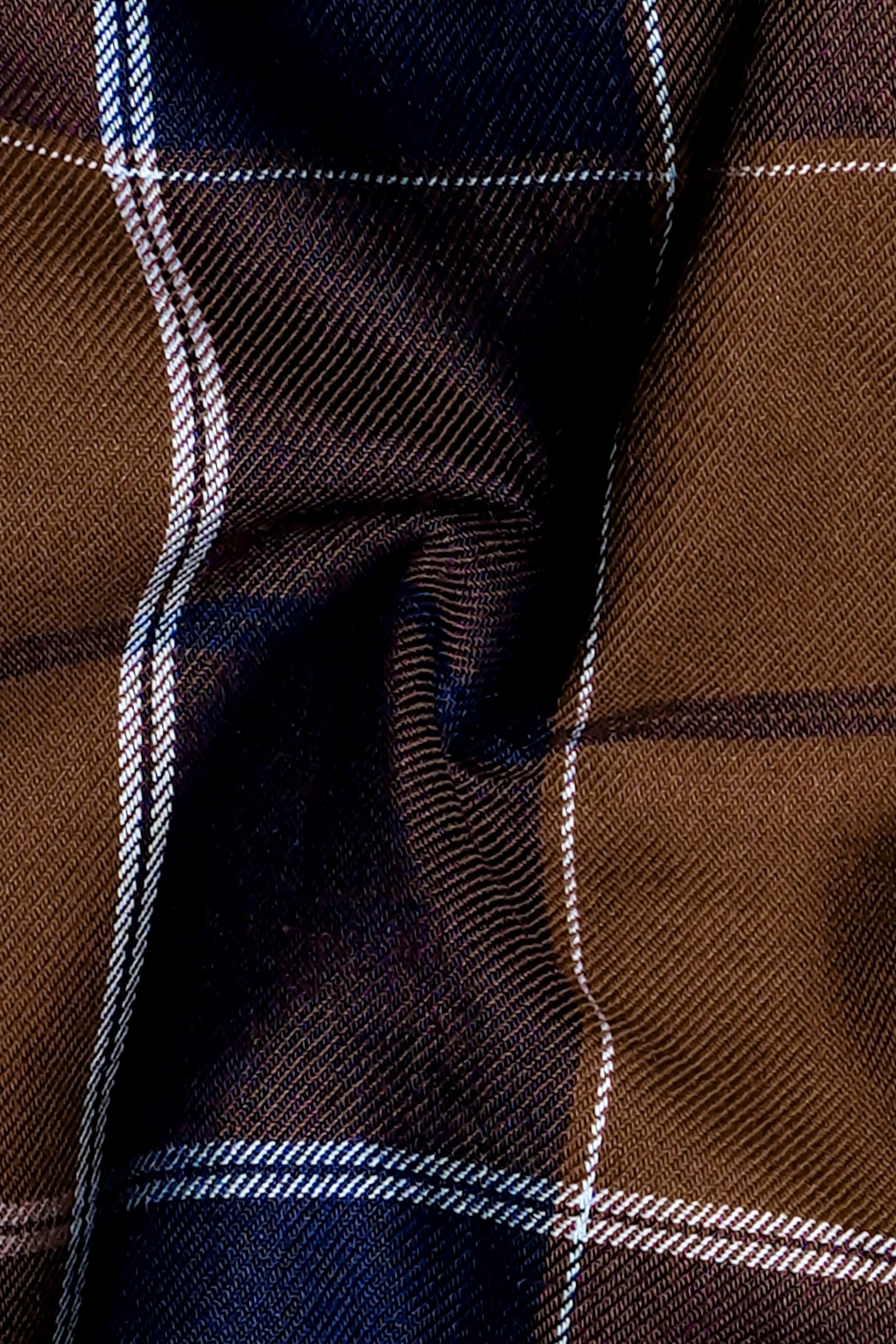 Café Noir And Haiti Blue Plaid Twill Premium Cotton Boxer