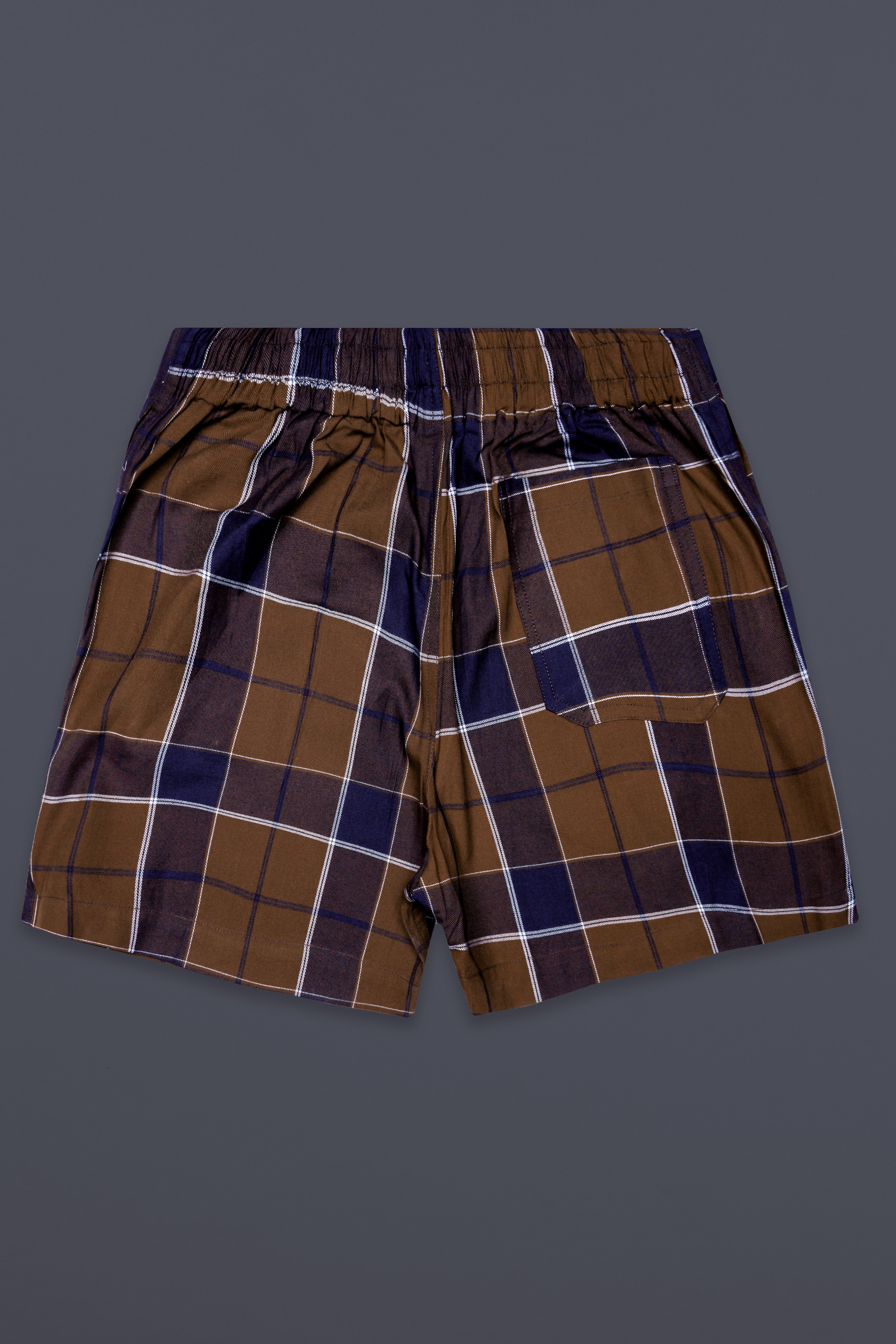 Café Noir And Haiti Blue Plaid Twill Premium Cotton Boxer