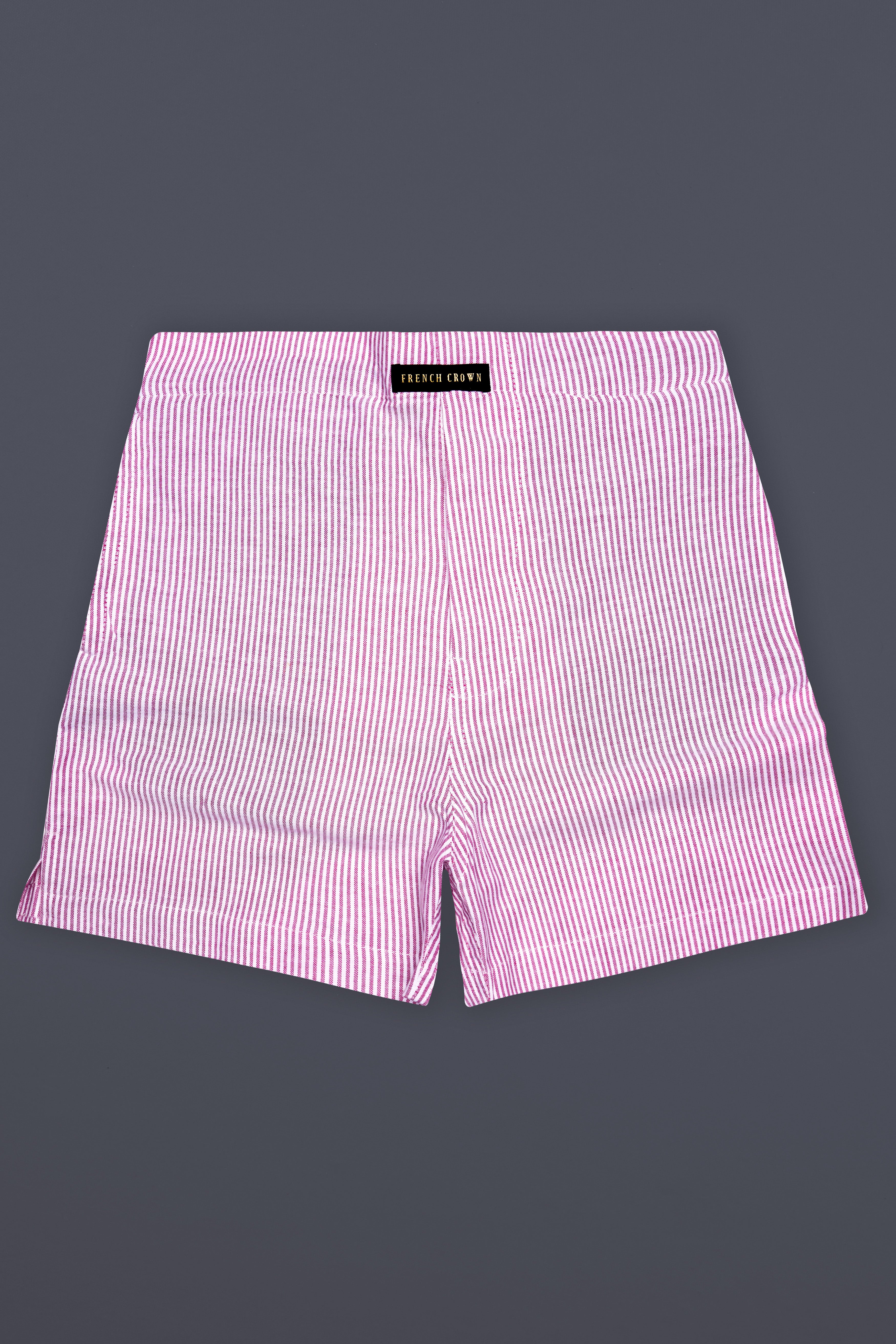 Fuchsia Pink And Bright White Stripes Oxford Premium Cotton Boxer