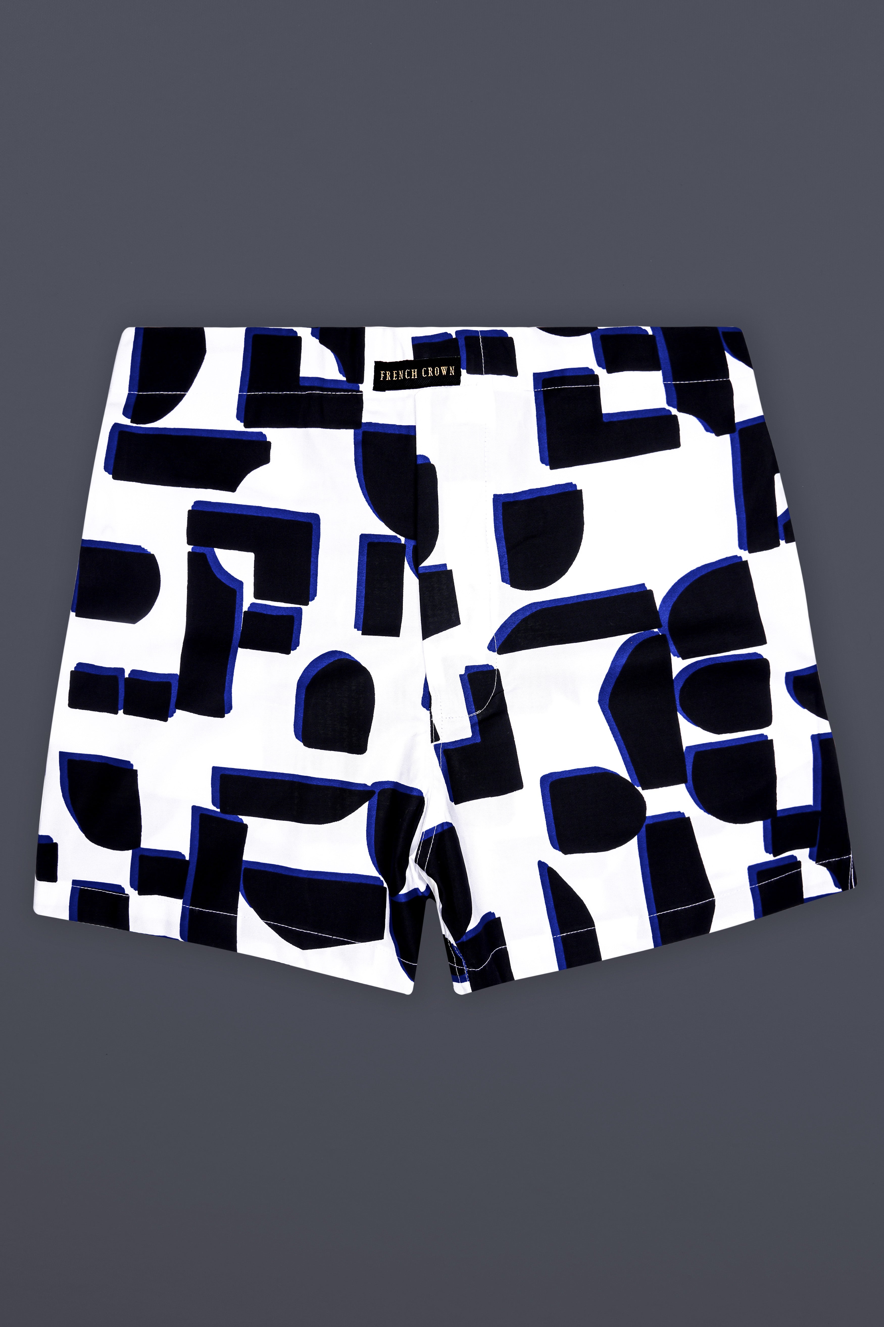 Bright White And Jaguar Black Printed Subtle Sheen Super Soft Premium Cotton Boxer