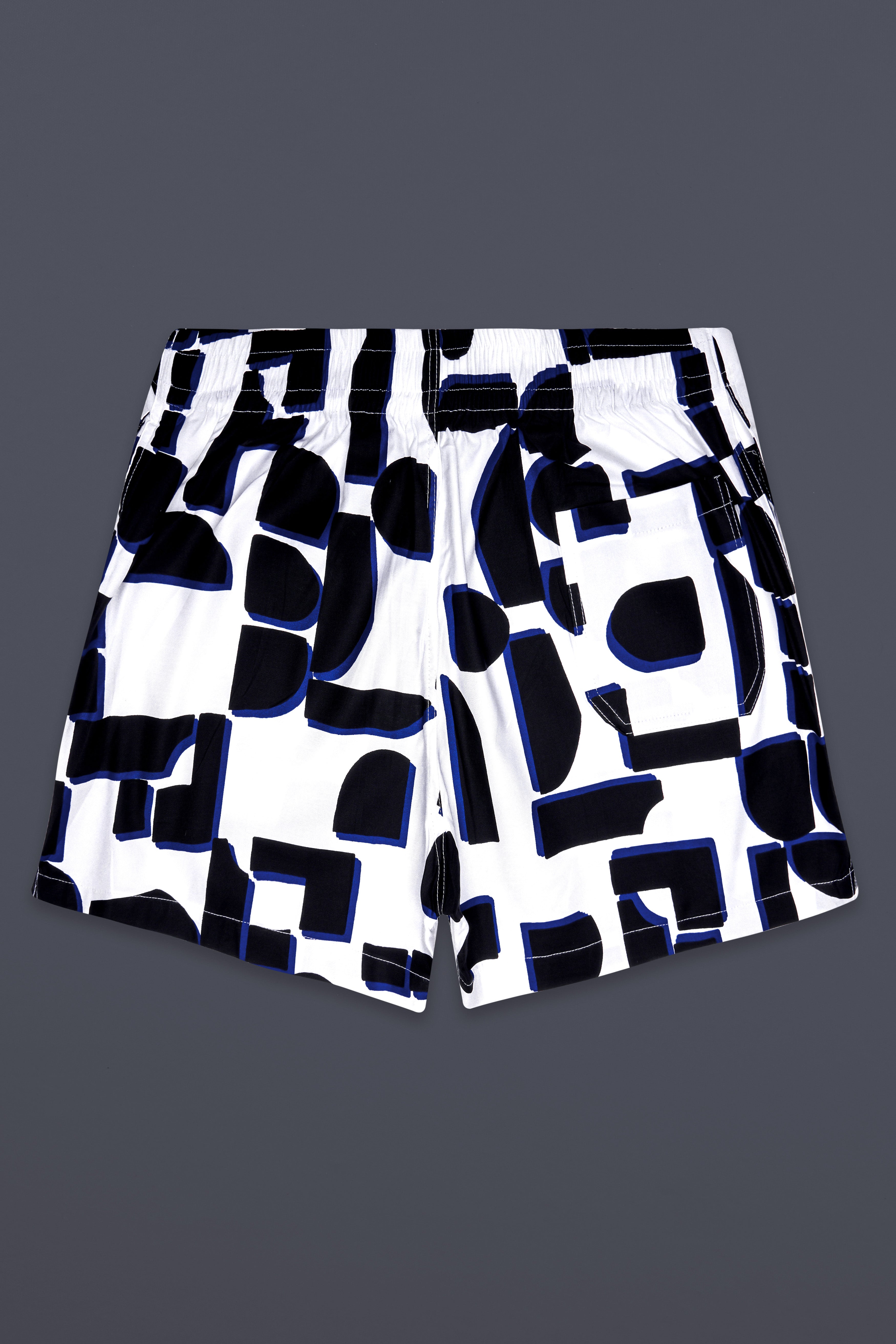 Bright White And Jaguar Black Printed Subtle Sheen Super Soft Premium Cotton Boxer