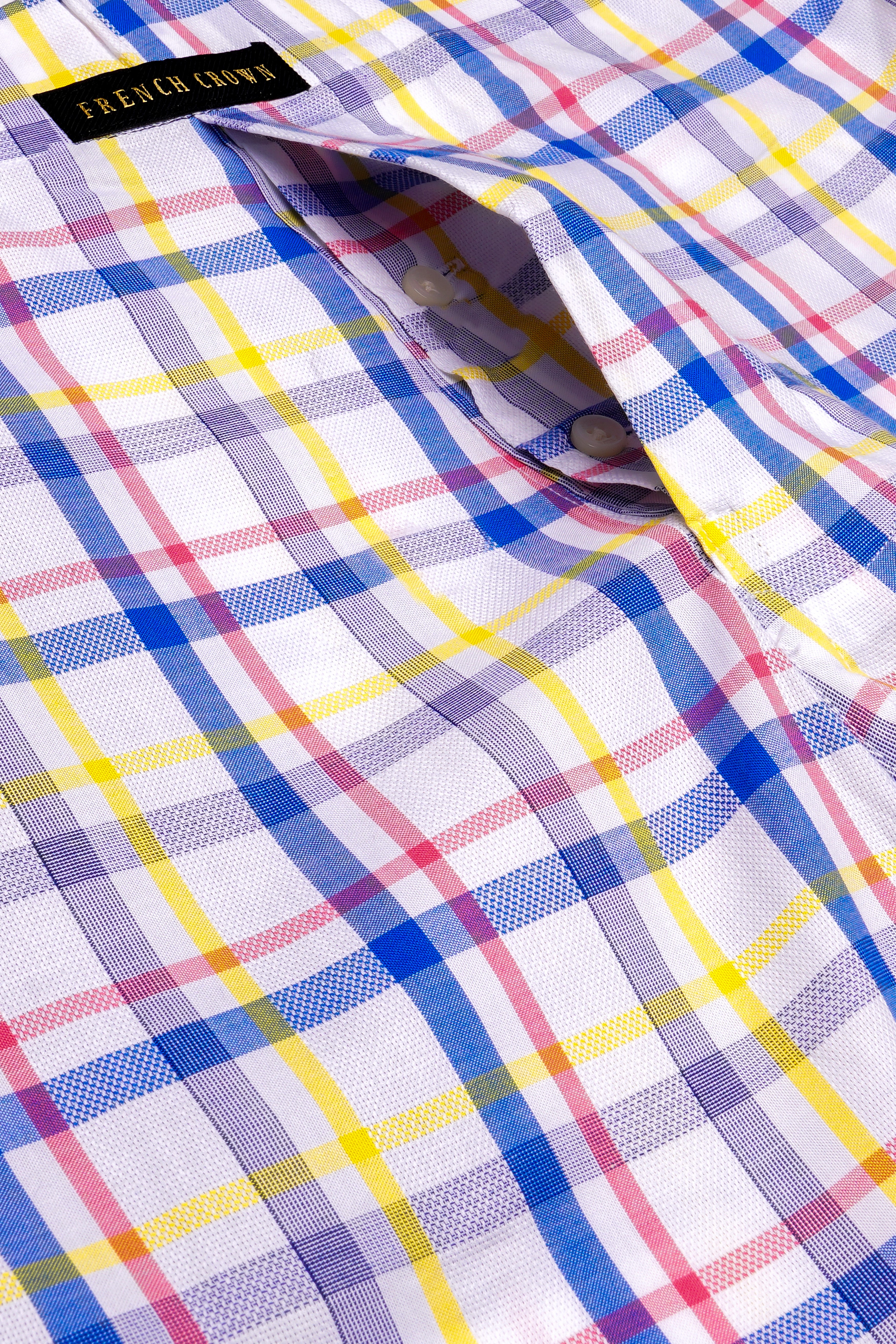 Bright White And Brink Pink Plaid Dobby Textured Premium Giza Cotton Boxer