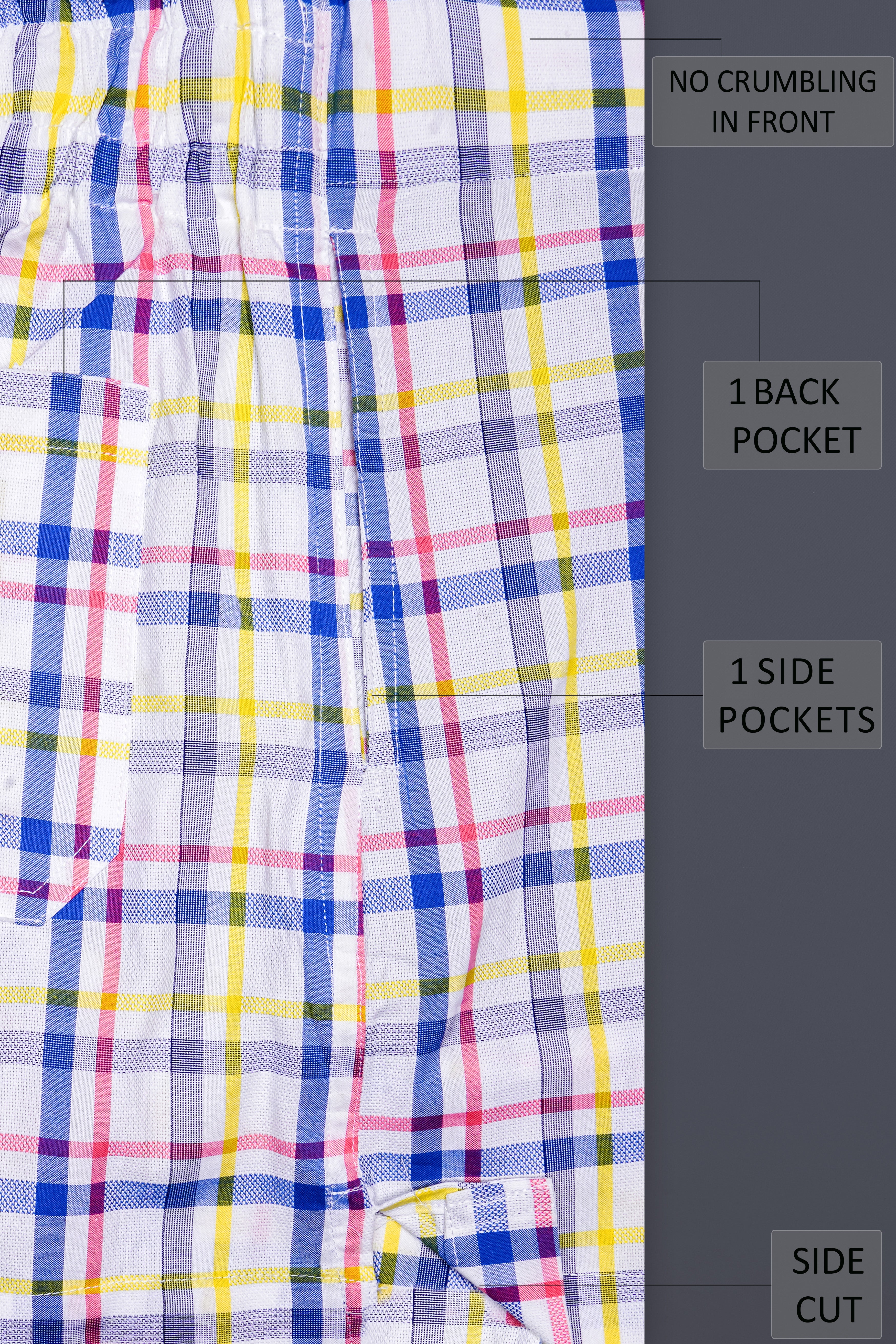 Bright White And Brink Pink Plaid Dobby Textured Premium Giza Cotton Boxer