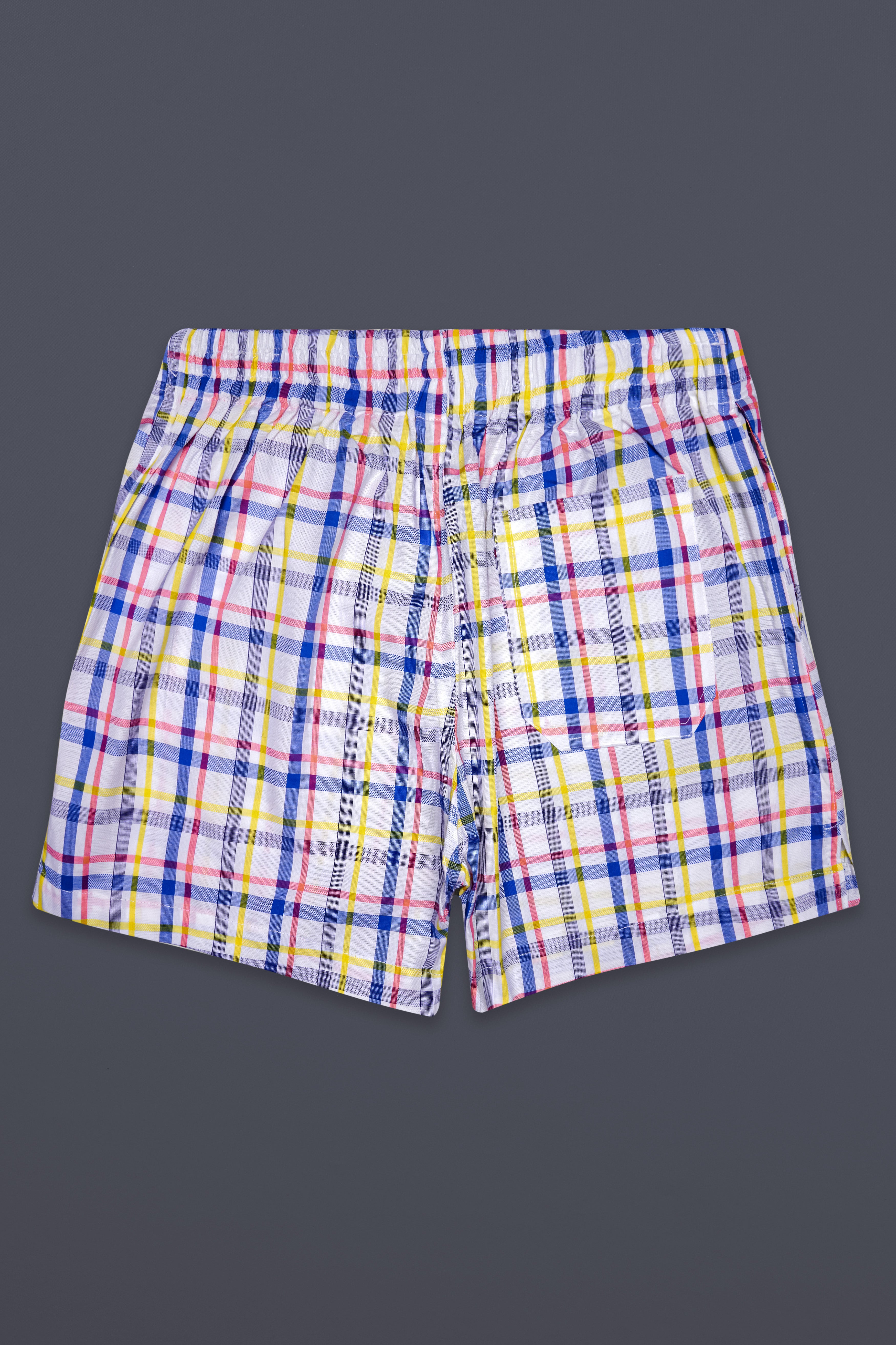 Bright White And Brink Pink Plaid Dobby Textured Premium Giza Cotton Boxer