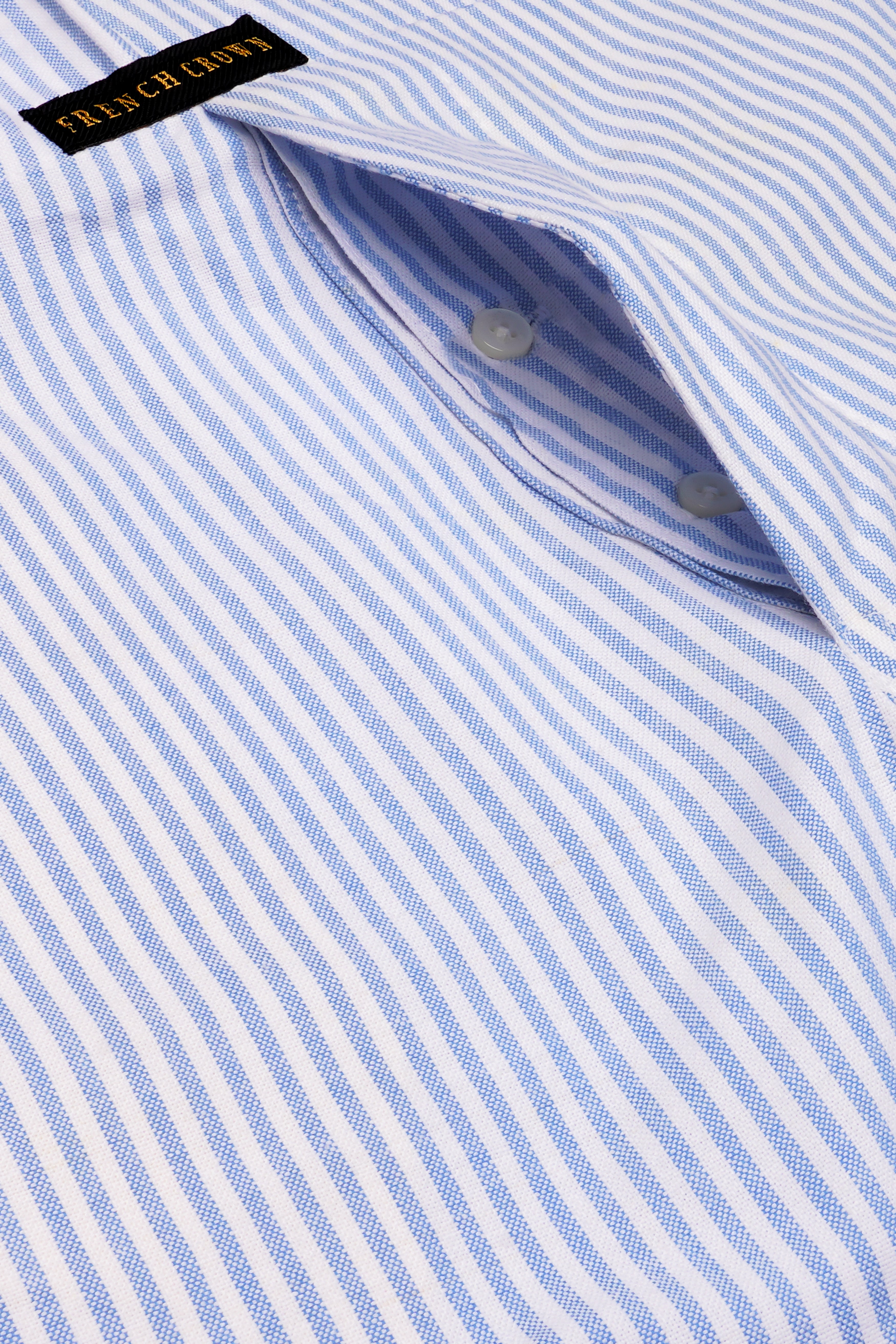 Glaucous Blue And Bright White Striped Oxford Premium Cotton Boxer