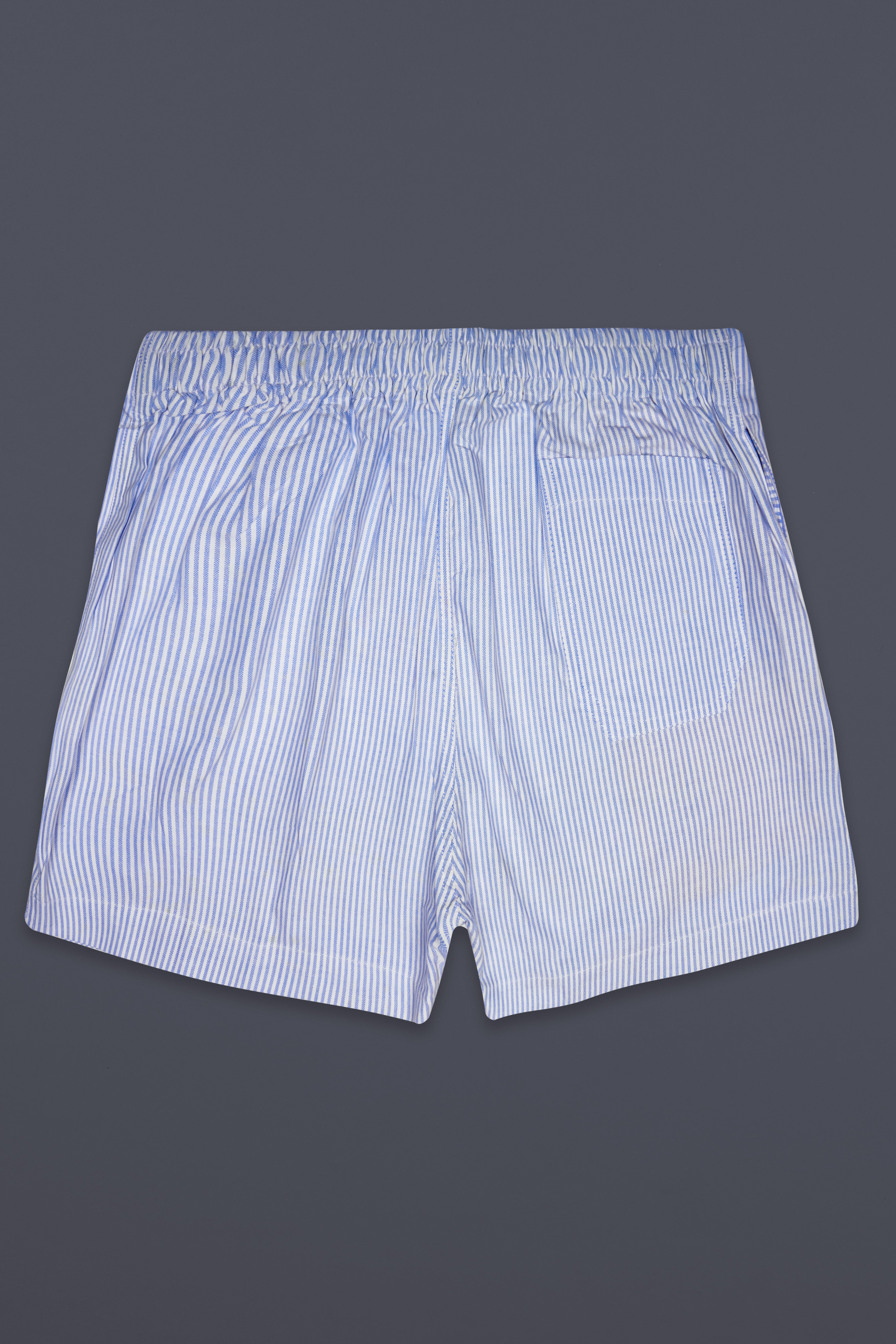 Glaucous Blue And Bright White Striped Oxford Premium Cotton Boxer