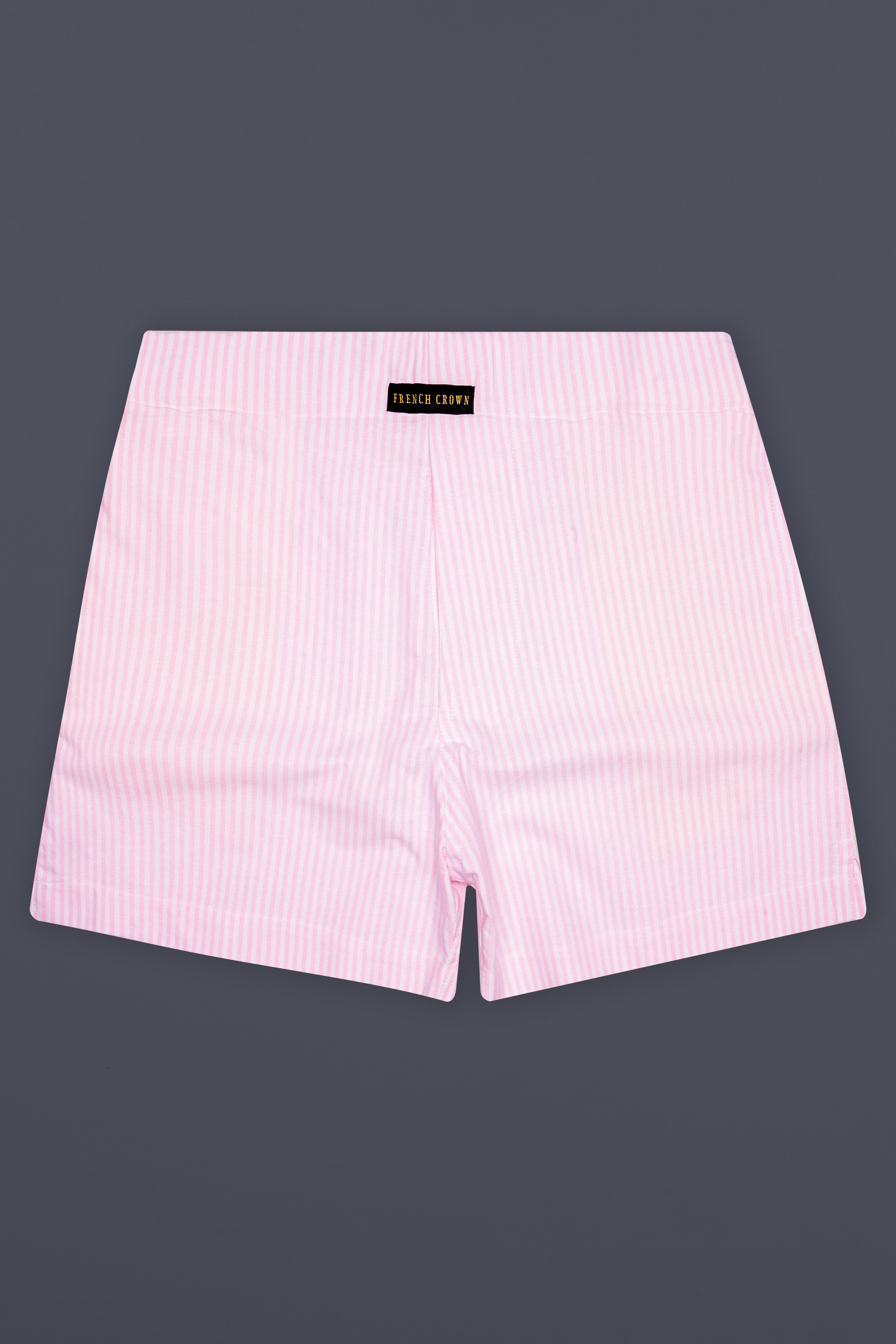 Carnation Pink And Bright White Striped Oxford Premium Cotton Boxer