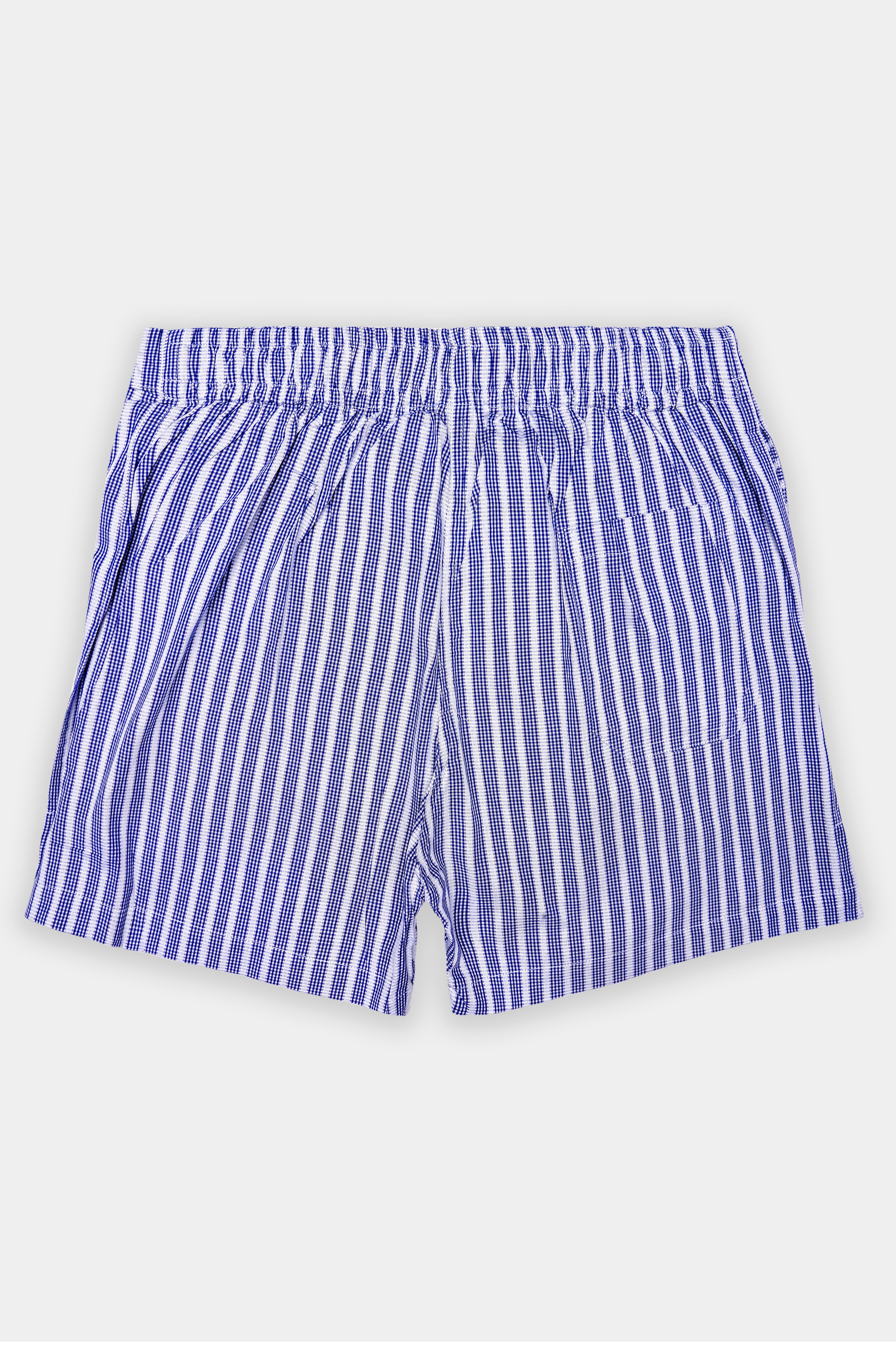 Arapawa Blue And Bright White Stripes Dobby Textured Premium Giza Cotton Boxer