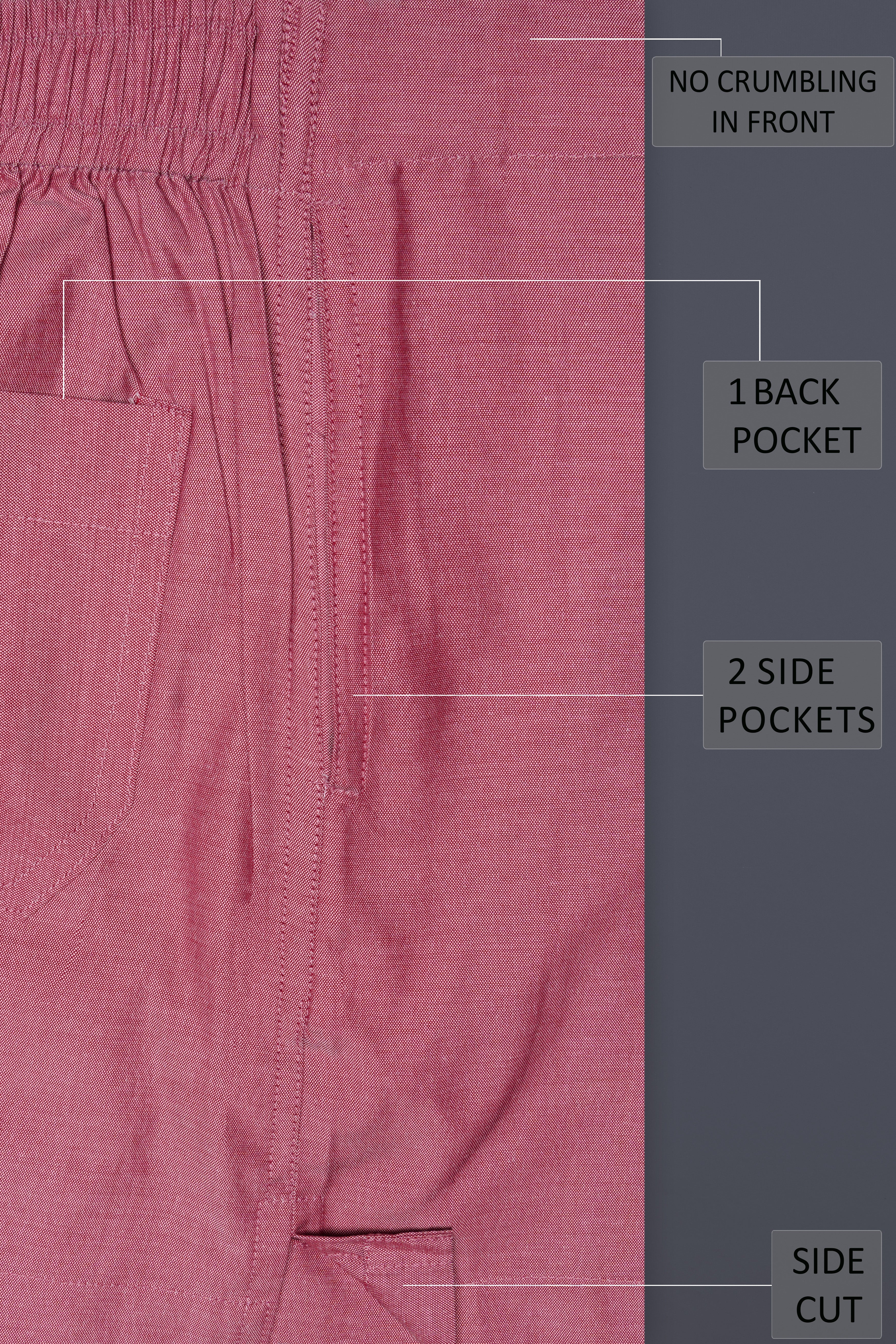 Cherie-Tapestry Pink Solid Oxford Premium Cotton Boxer