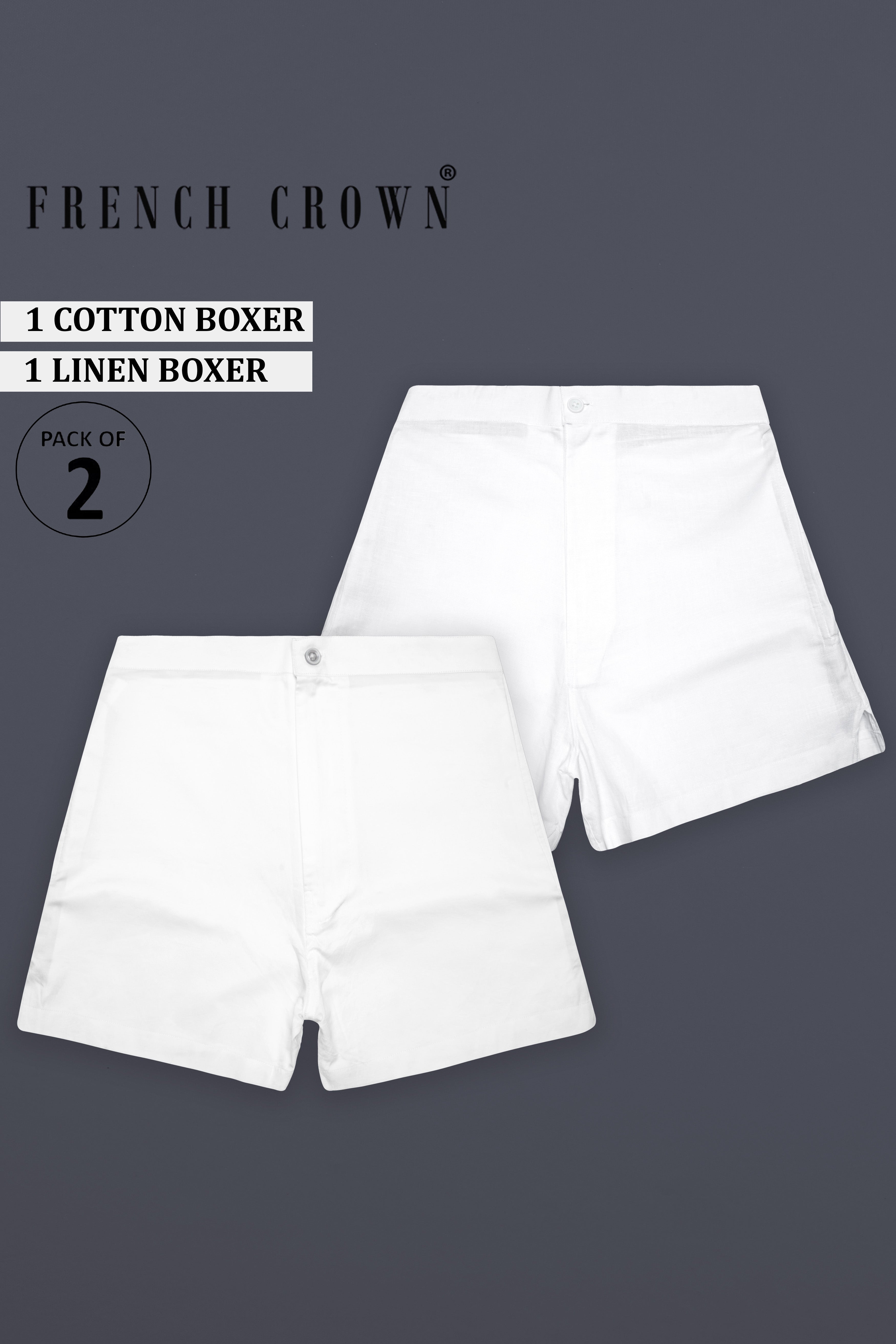Linique-Bright White Premium Cotton And Bright White Luxurious Linen Super Soft Boxers