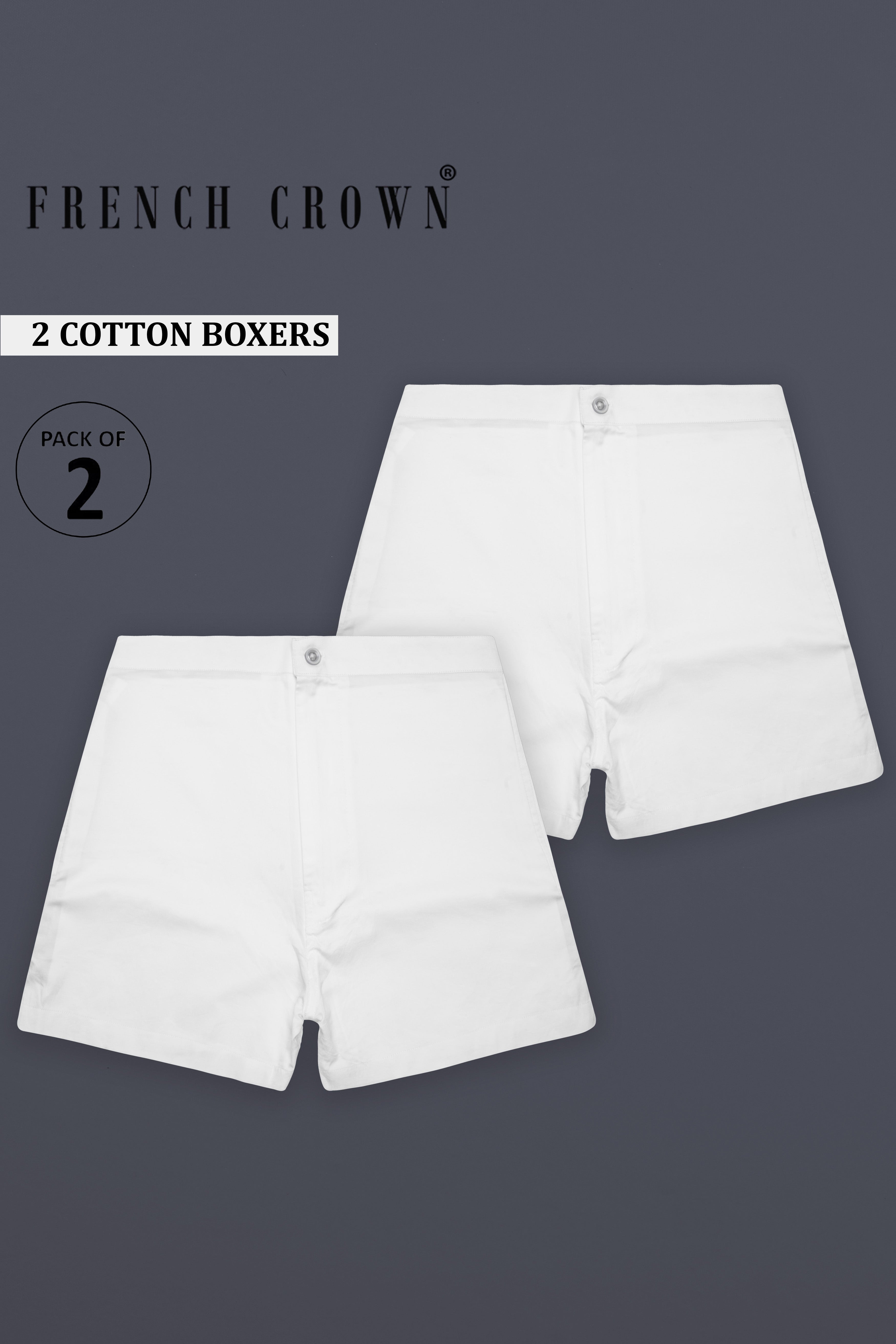 Twinlustre-Two Bright White Subtle Sheen Super Soft Premium Cotton Boxers