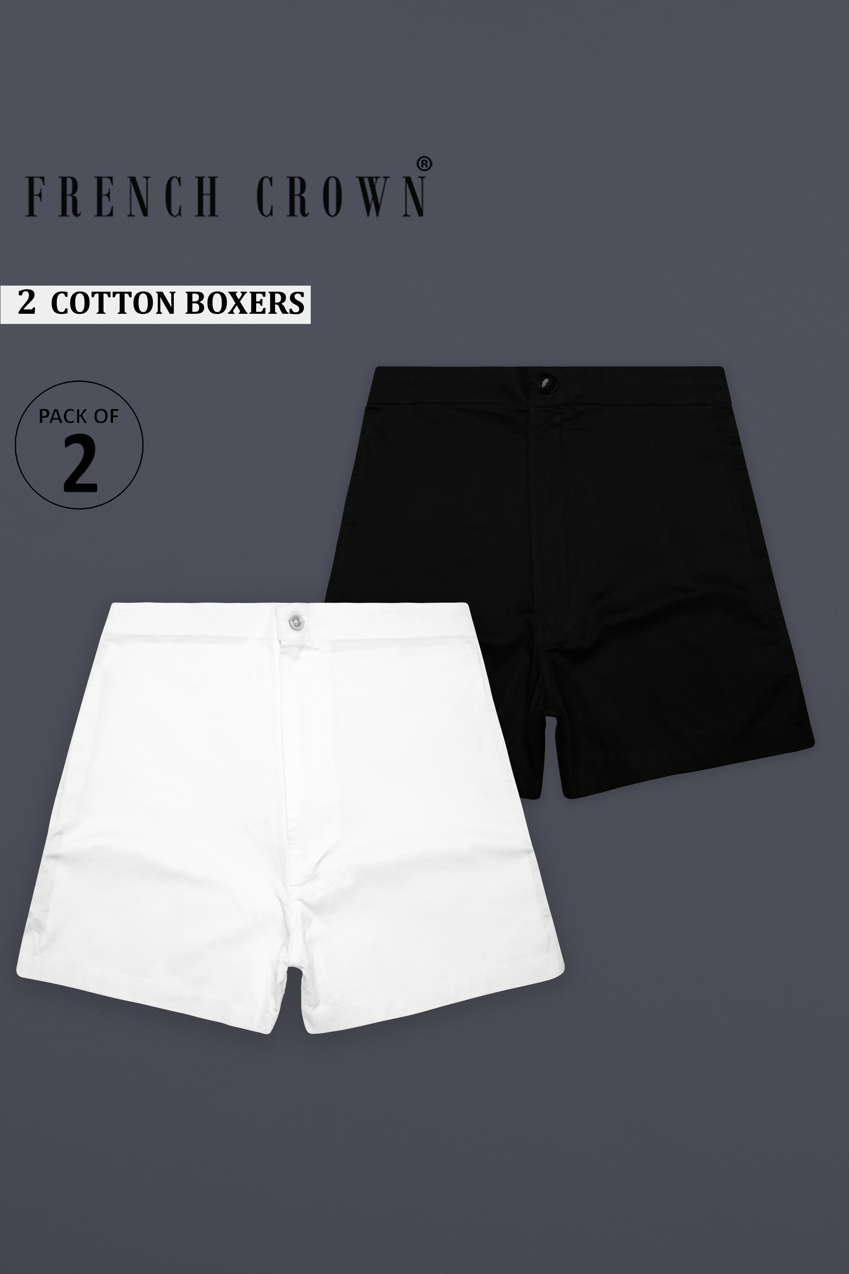 Velinox-Bright White And Jade Black Subtle Sheen Super Soft Premium Cotton Boxers