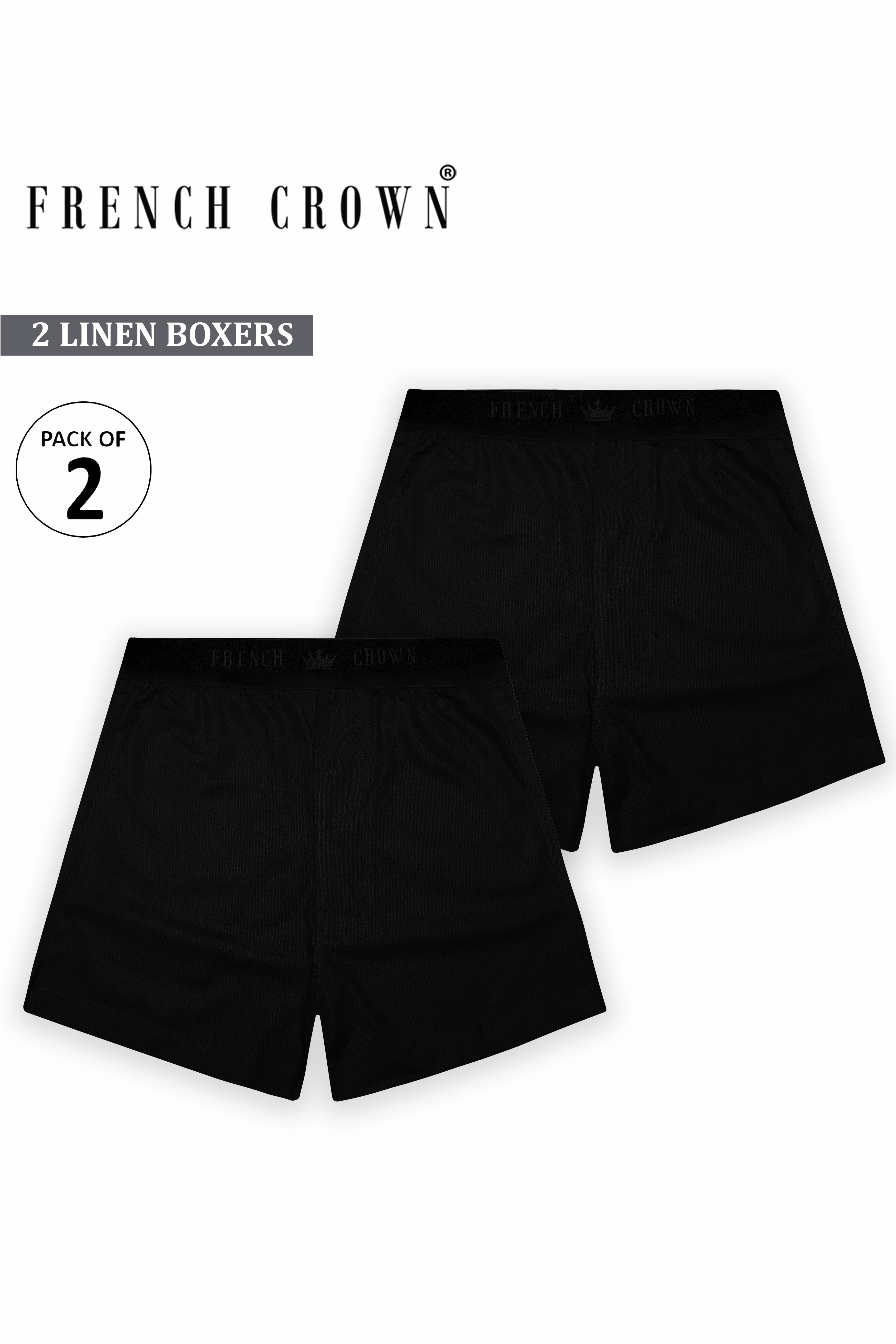 Duonox-Two Jade Black Elastane Stretch Super Soft Luxurious Linen Boxers