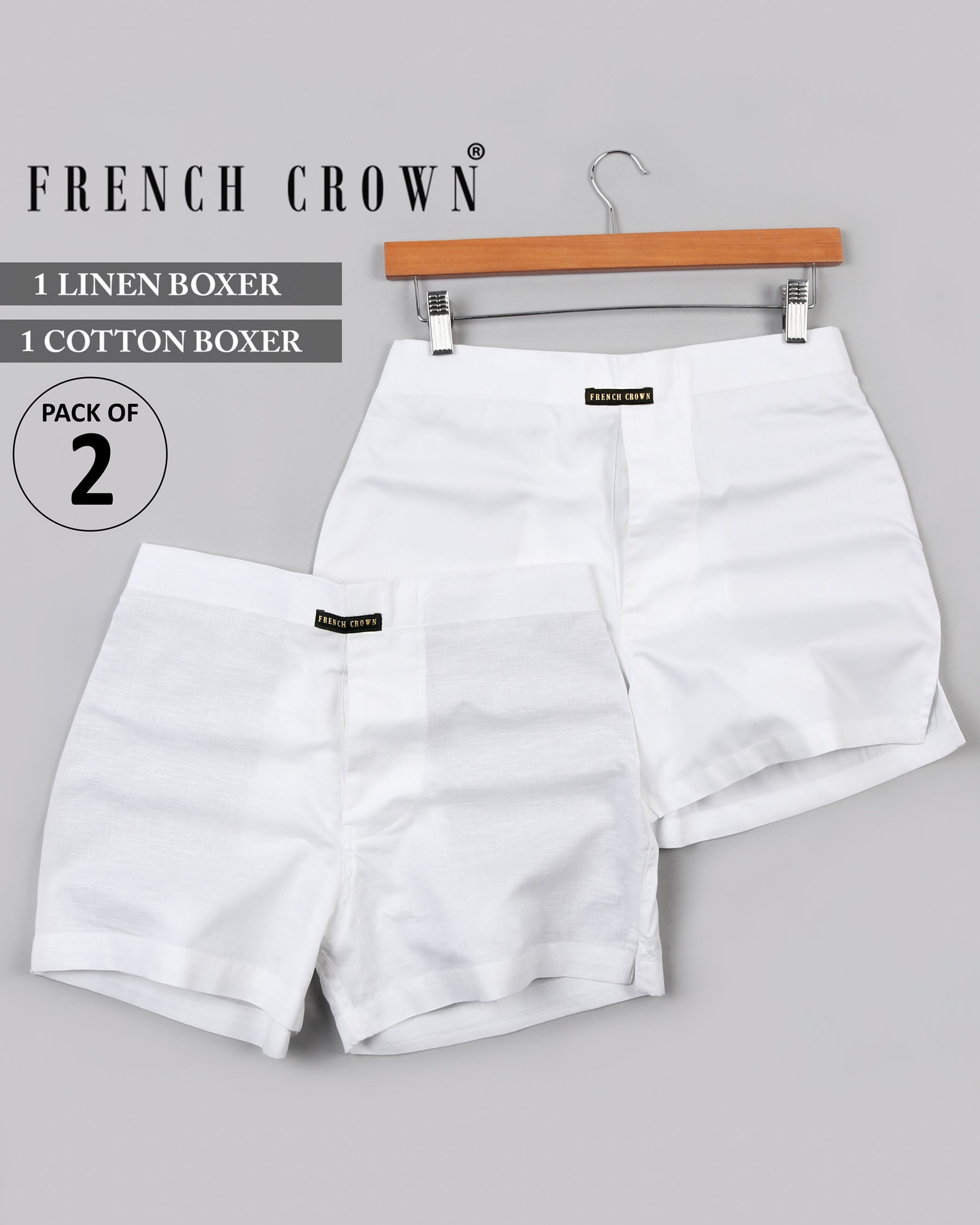 White Cotton and White Premium Luxurious Linen Boxers