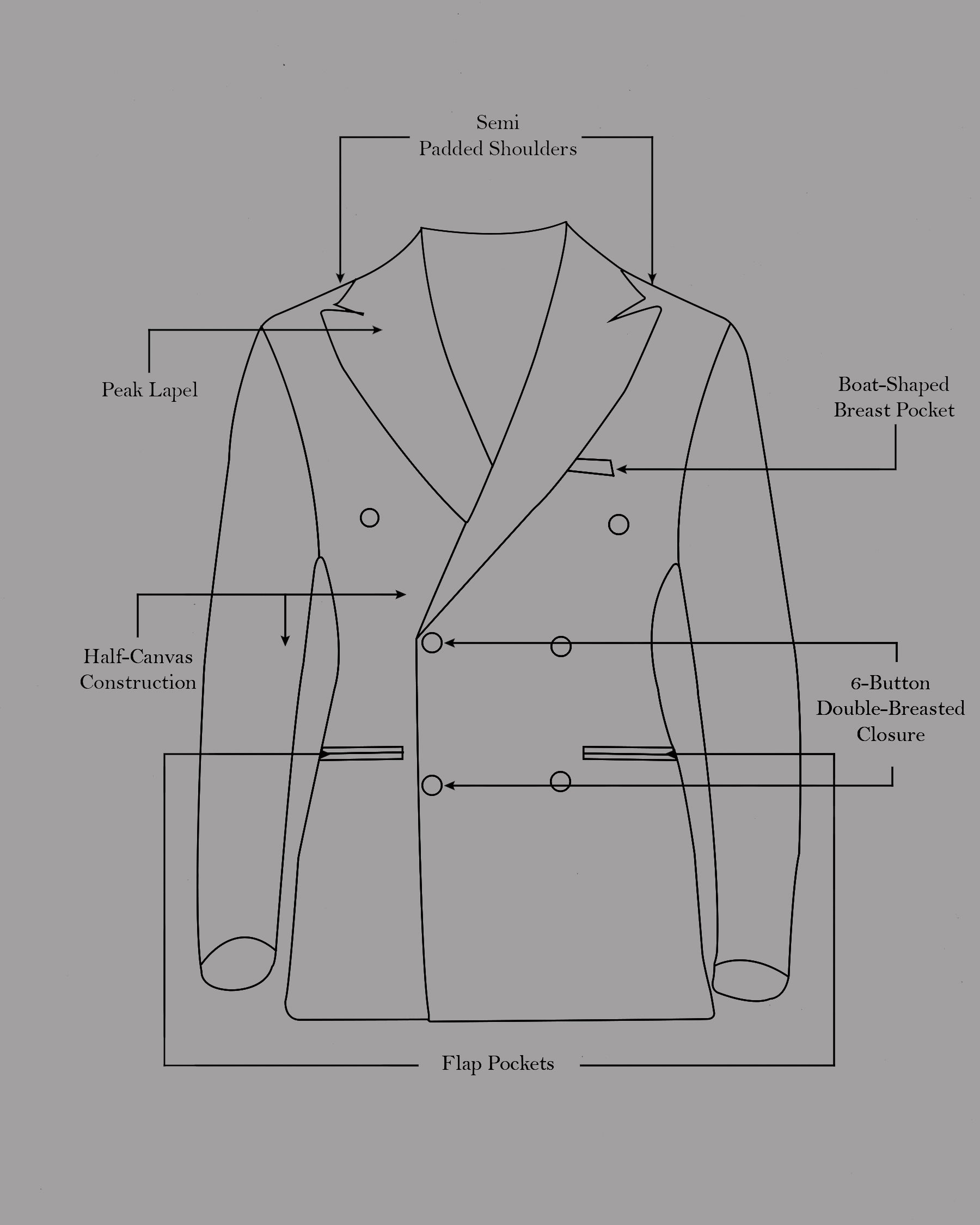 Ebony Clay Blue Wool Rich Double Breasted Suit