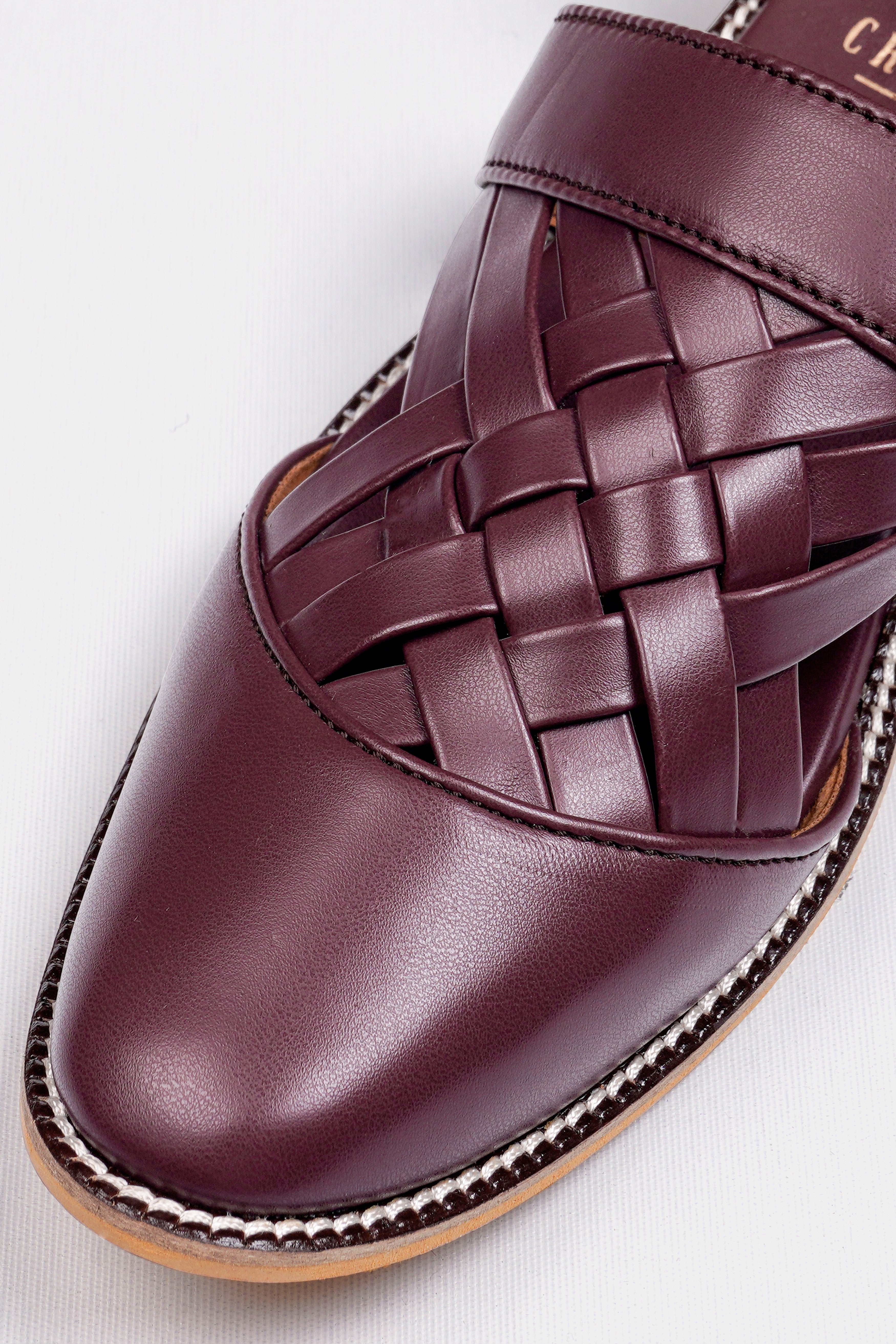 Wine Criss Cross Vegan Leather Hand Stitched Pathanis Sandal FT123-6, FT123-7, FT123-8, FT123-9, FT123-10, FT123-11